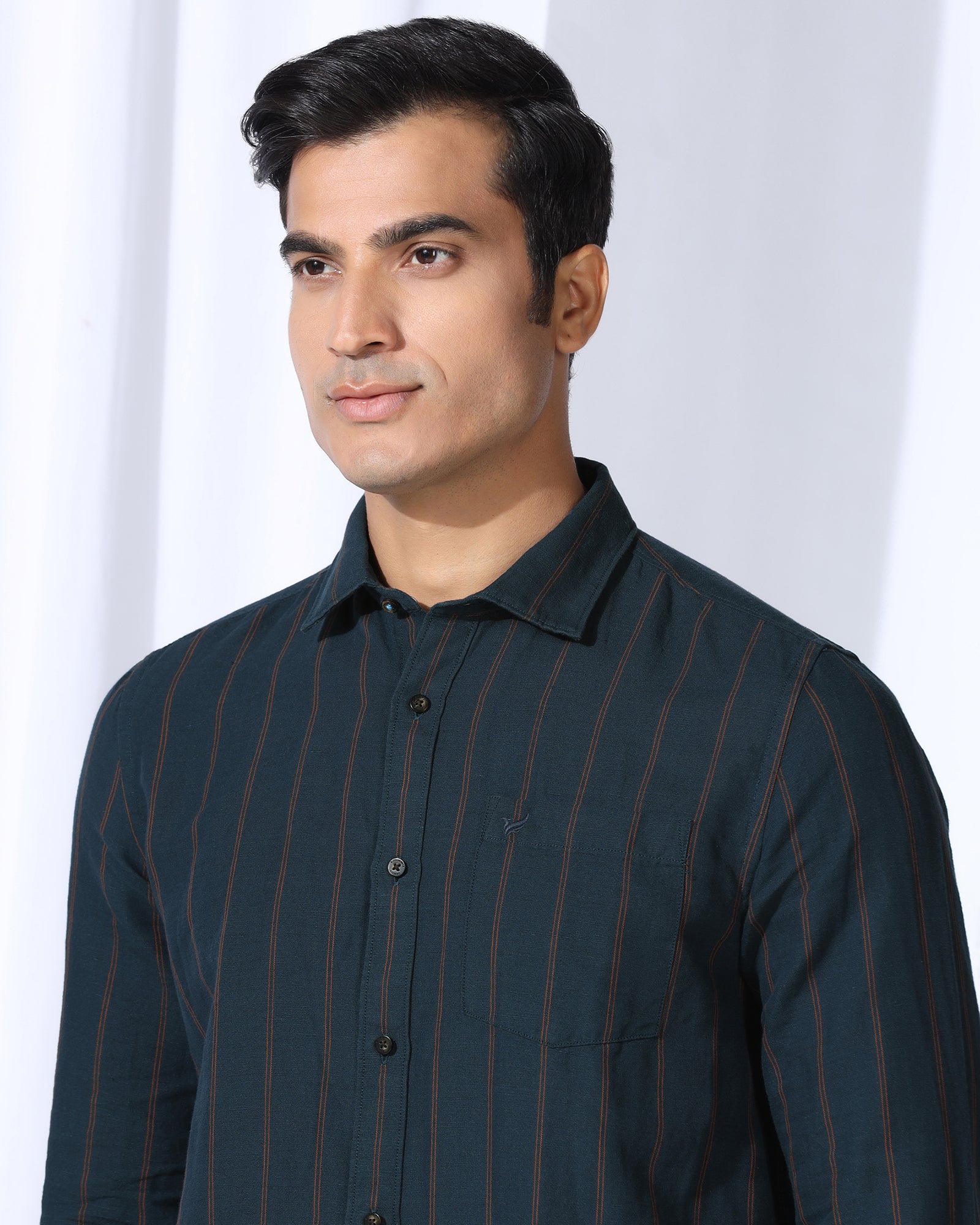 Linen Casual Navy Stripe Shirt - Darcom