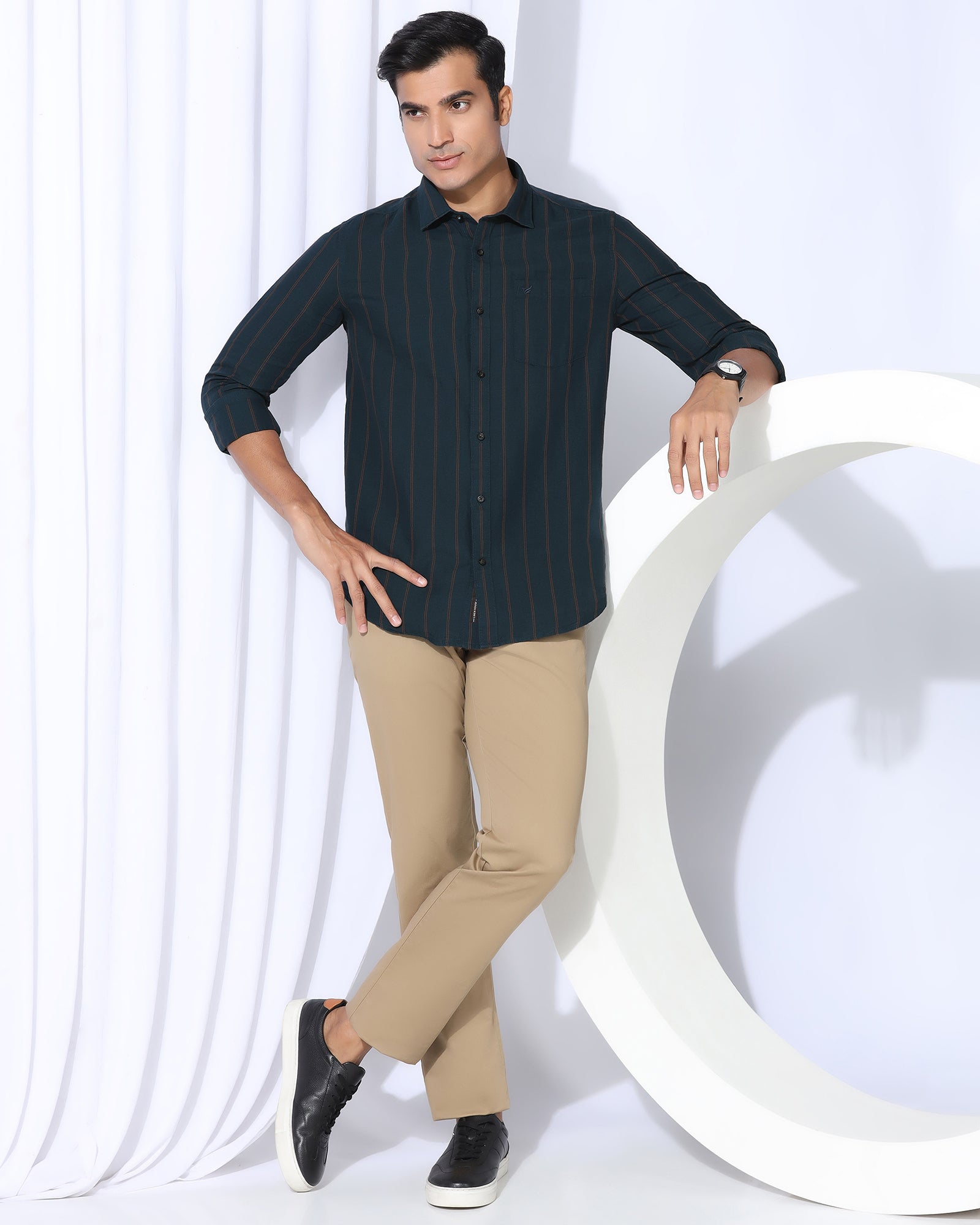 Linen Casual Navy Stripe Shirt - Darcom
