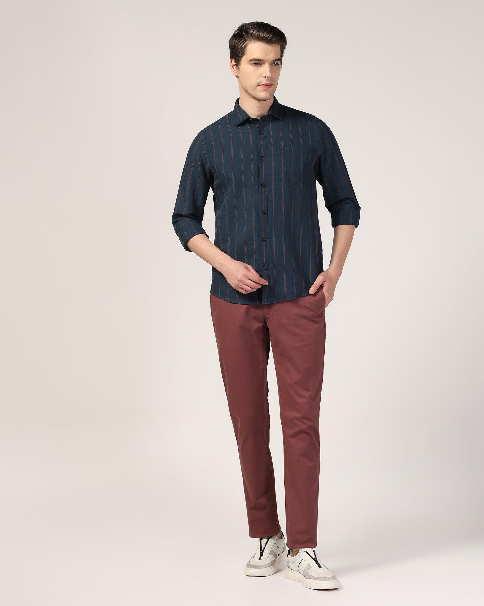 Linen Casual Navy Stripe Shirt - Henry - Blackberrys
