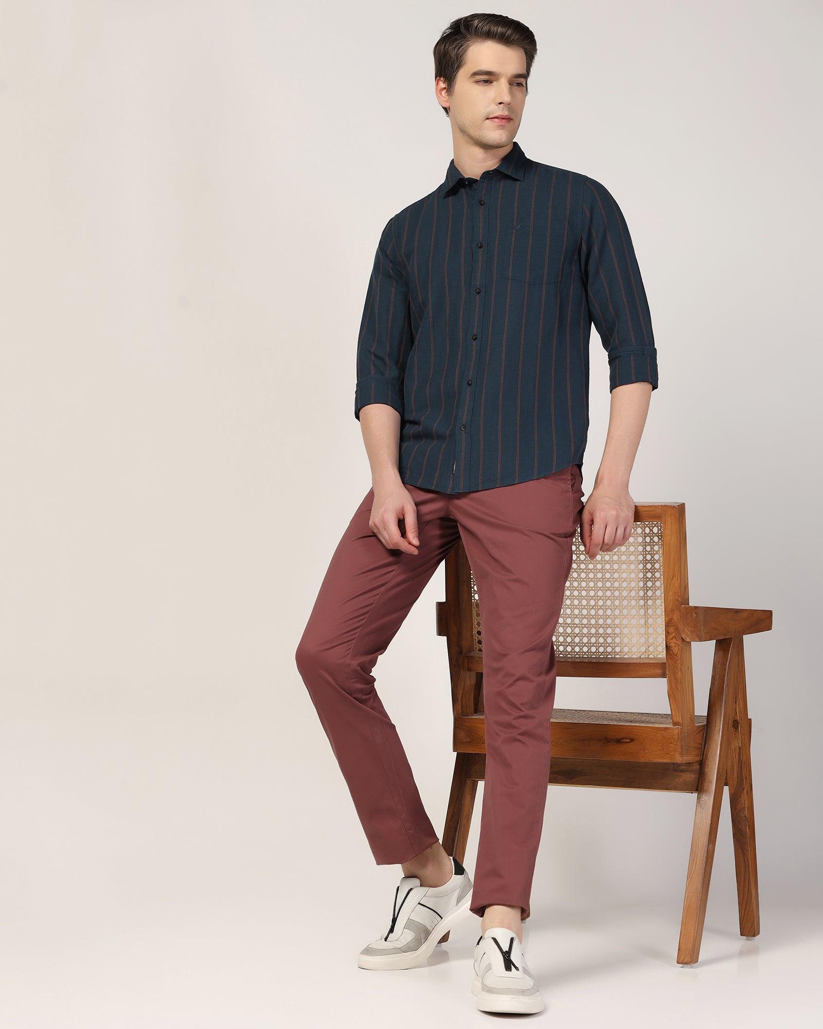 Linen Casual Navy Stripe Shirt - Henry - Blackberrys
