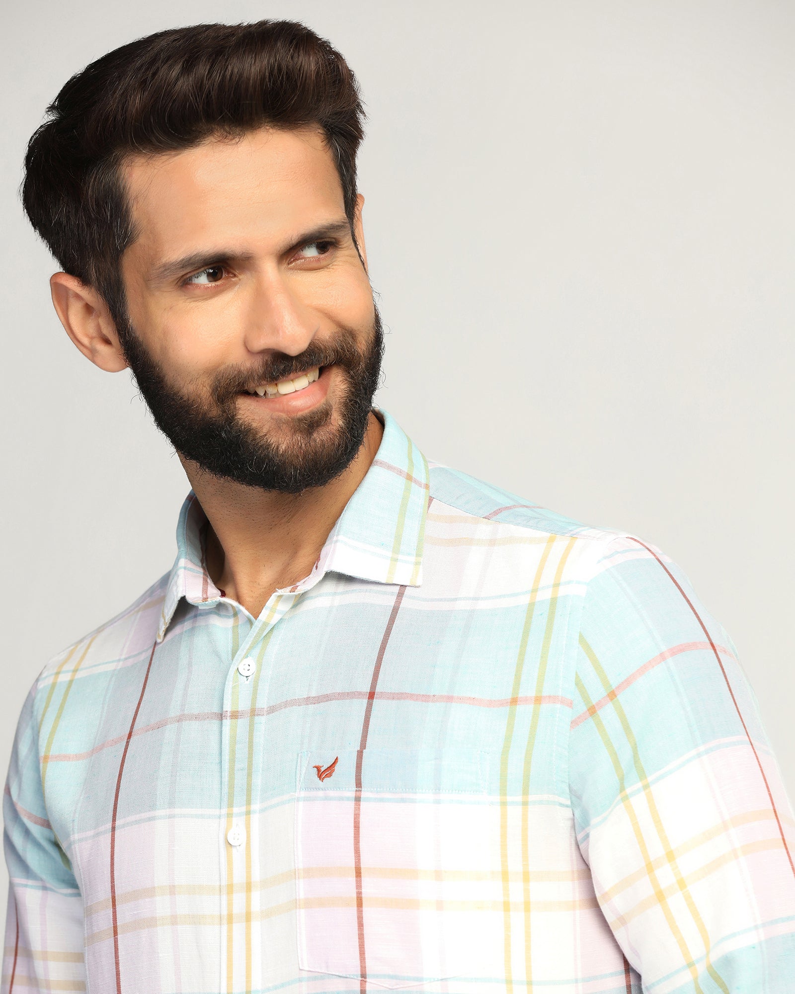 Linen Casual Pink Check Shirt - Walken