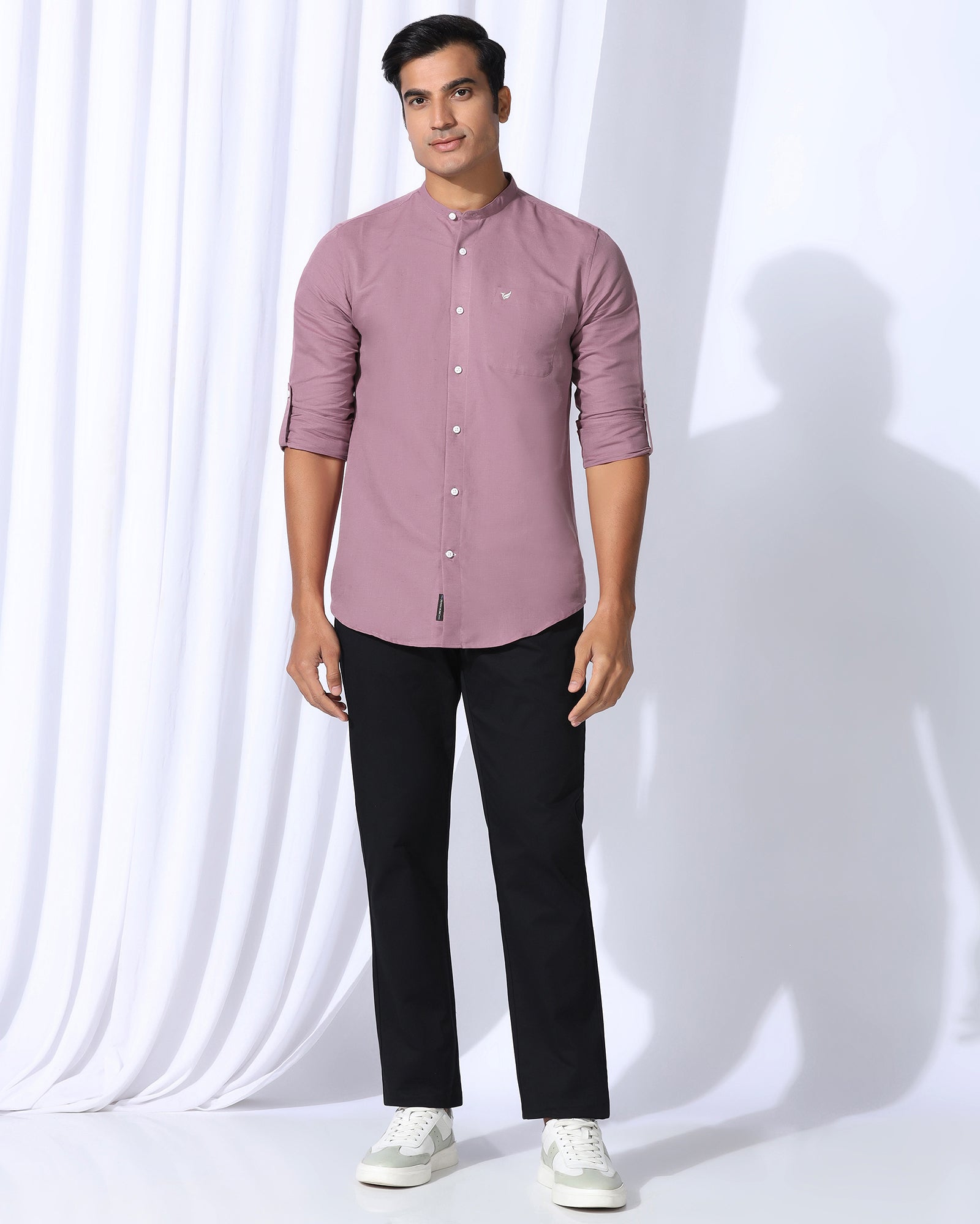 Linen Casual Pink Solid Shirt - Salmon