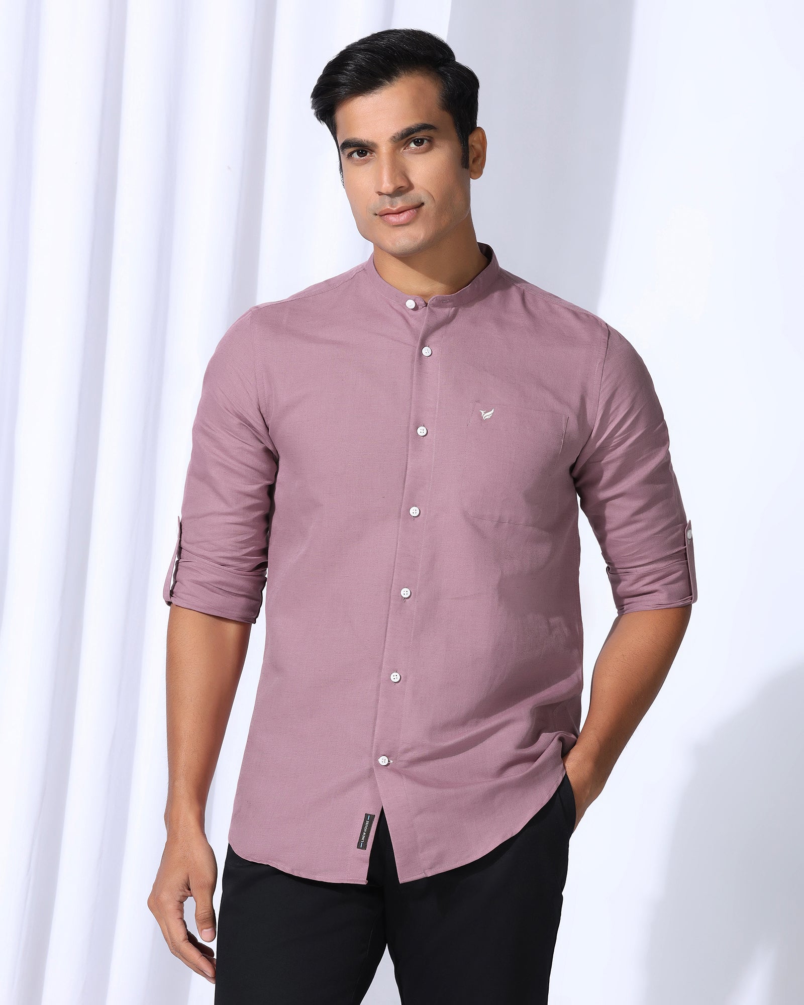 Linen Casual Pink Solid Shirt - Salmon