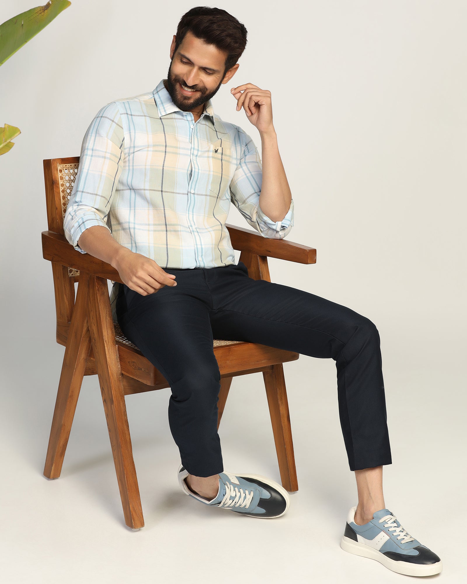 Linen Casual Yellow Check Shirt - Walken