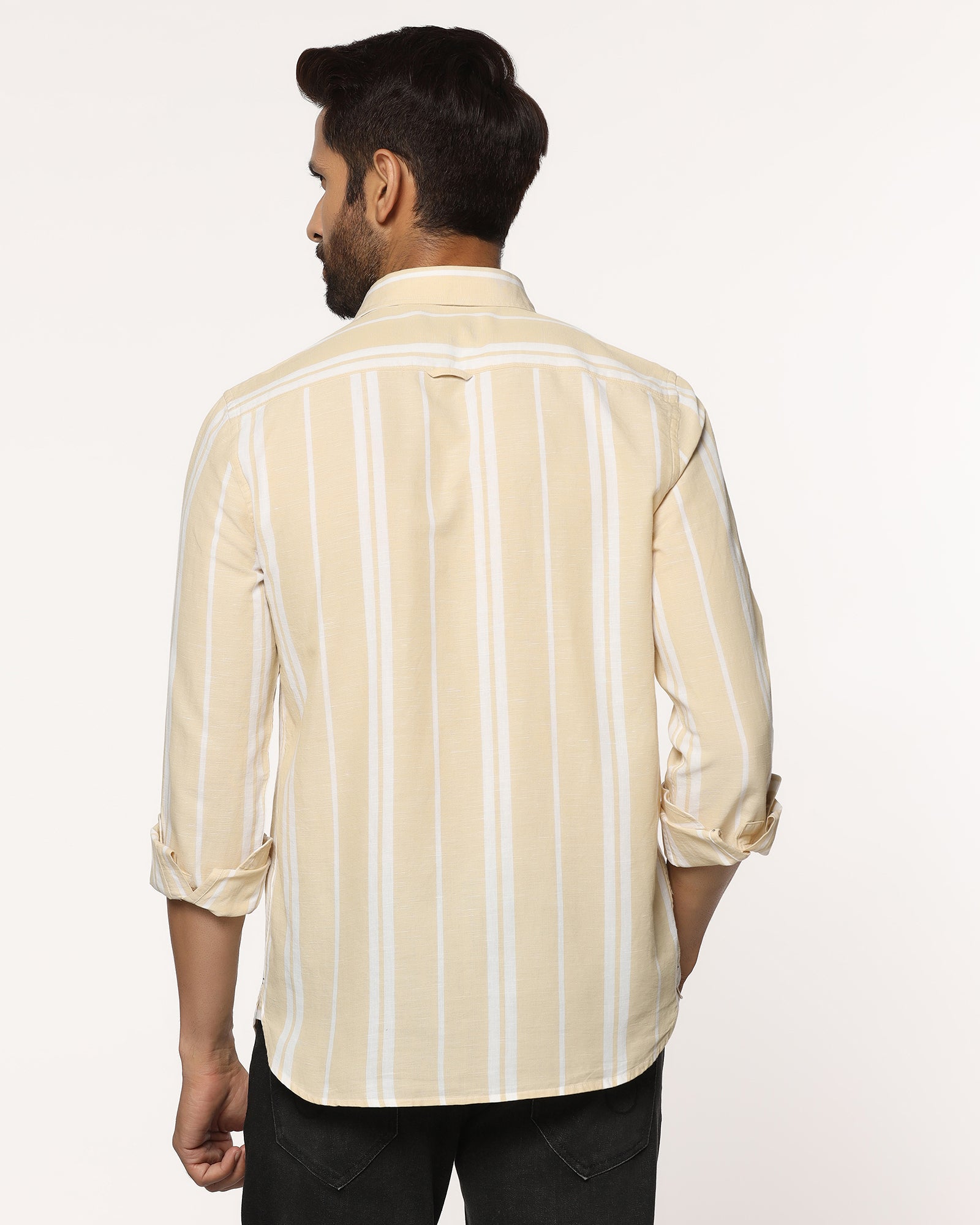 Linen Casual Yellow Stripe Shirt - Breton