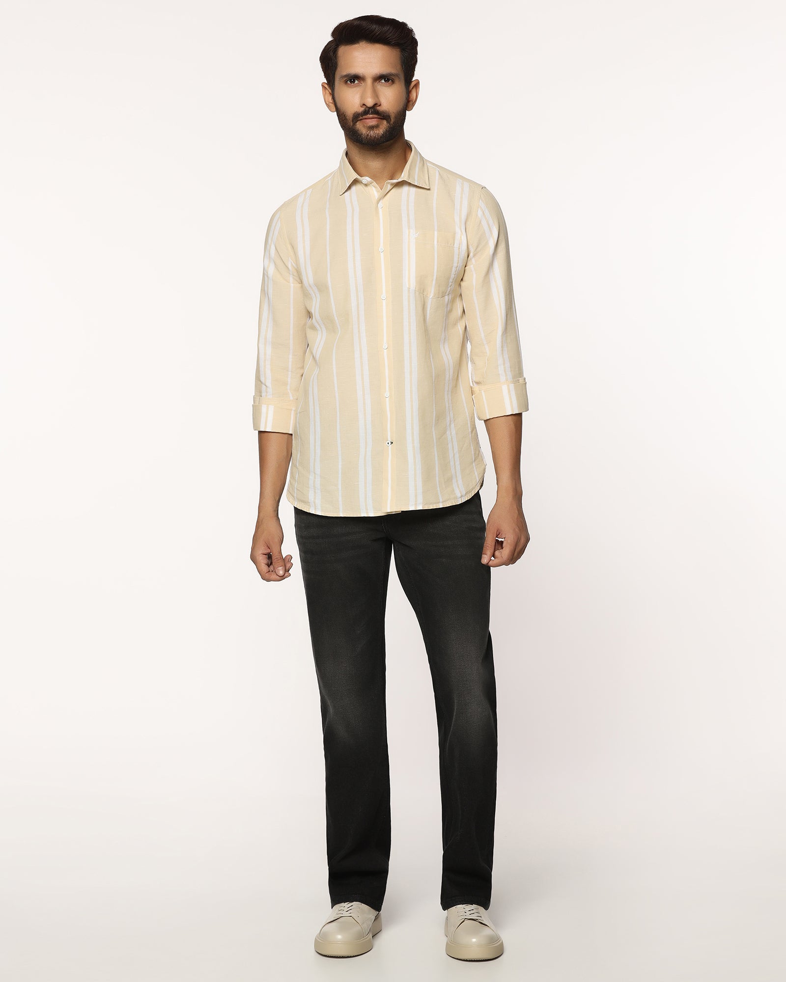 Linen Casual Yellow Stripe Shirt - Breton