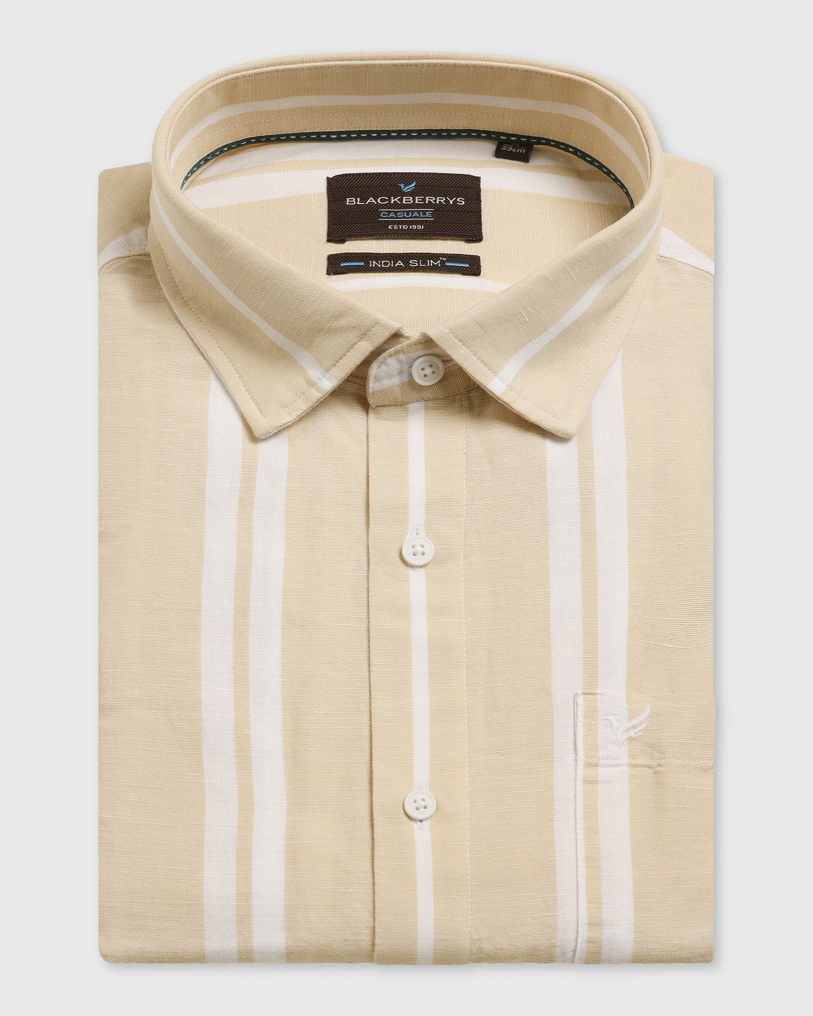 Linen Casual Yellow Stripe Shirt - Breton