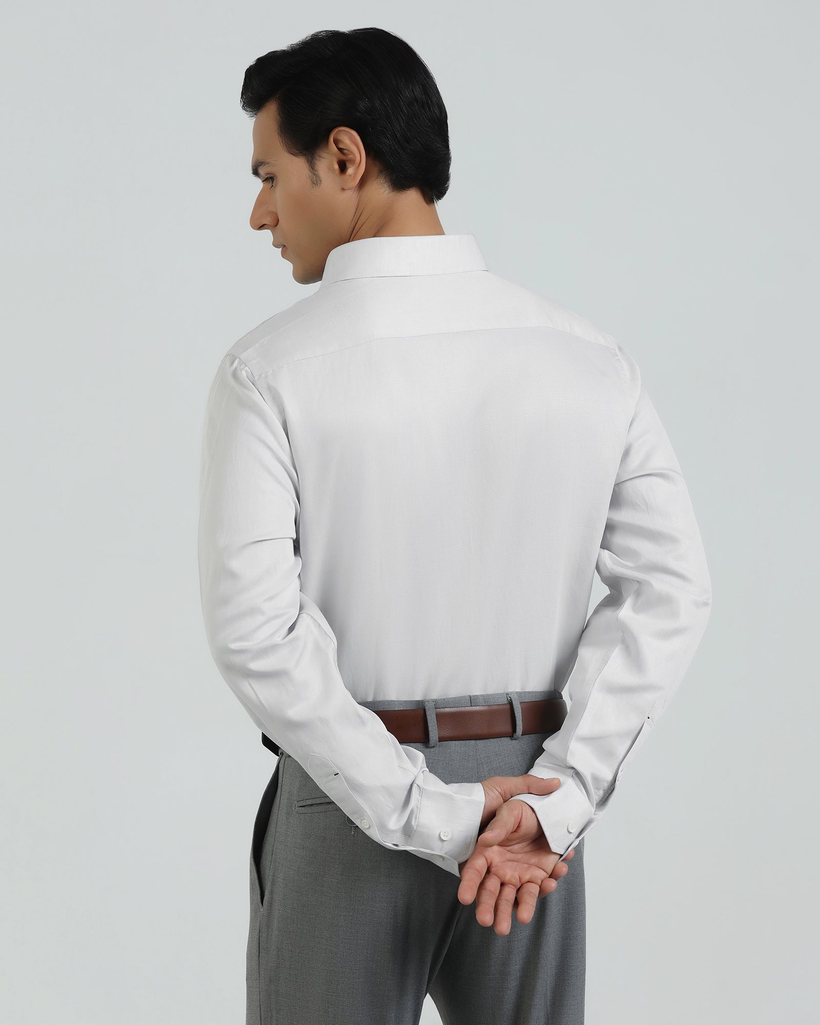 Linen Formal Ash Grey Solid Shirt - Save