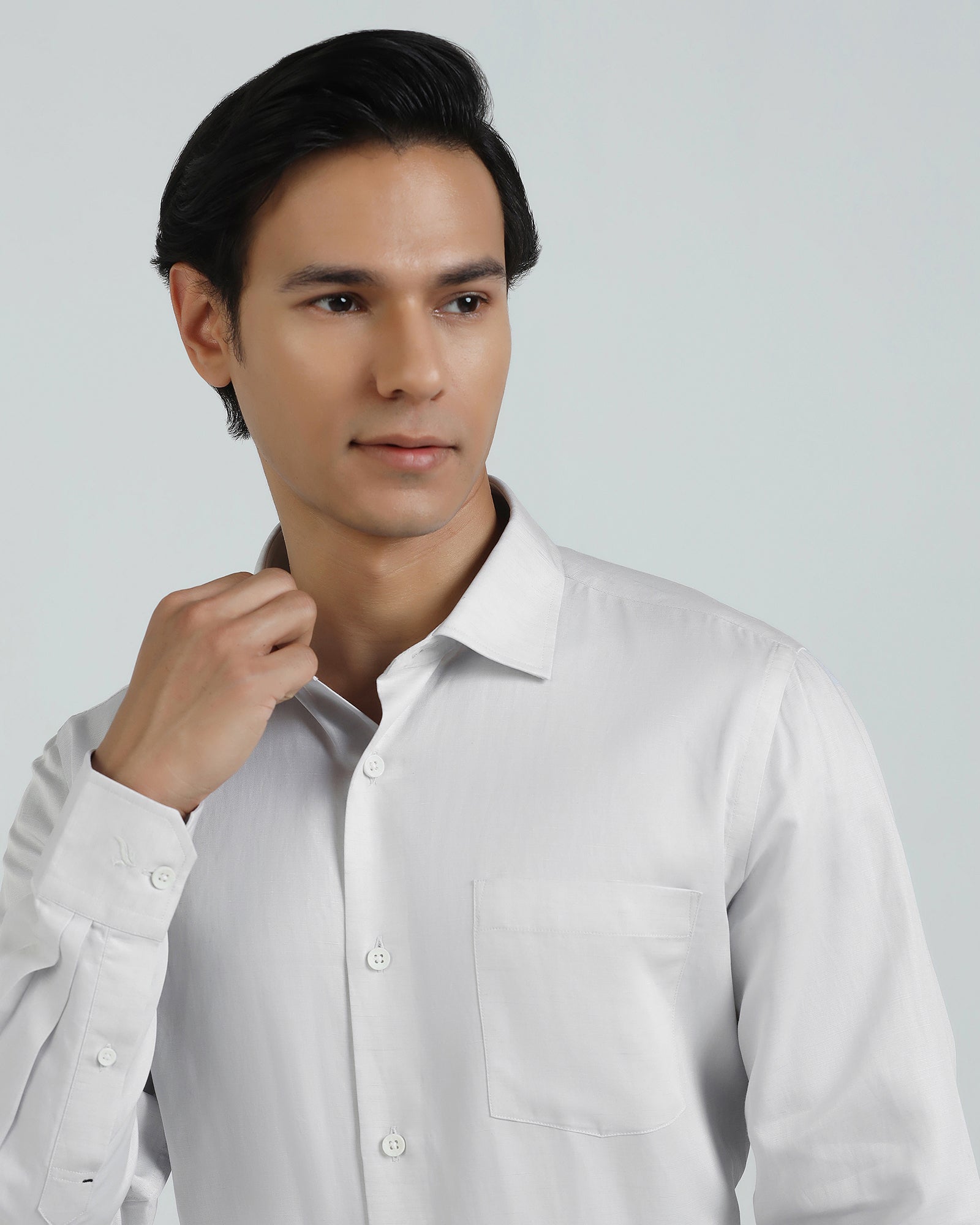 Linen Formal Ash Grey Solid Shirt - Save