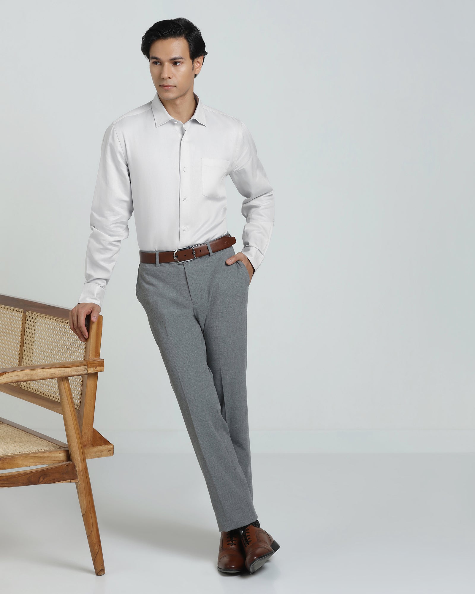 Linen Formal Ash Grey Solid Shirt - Save
