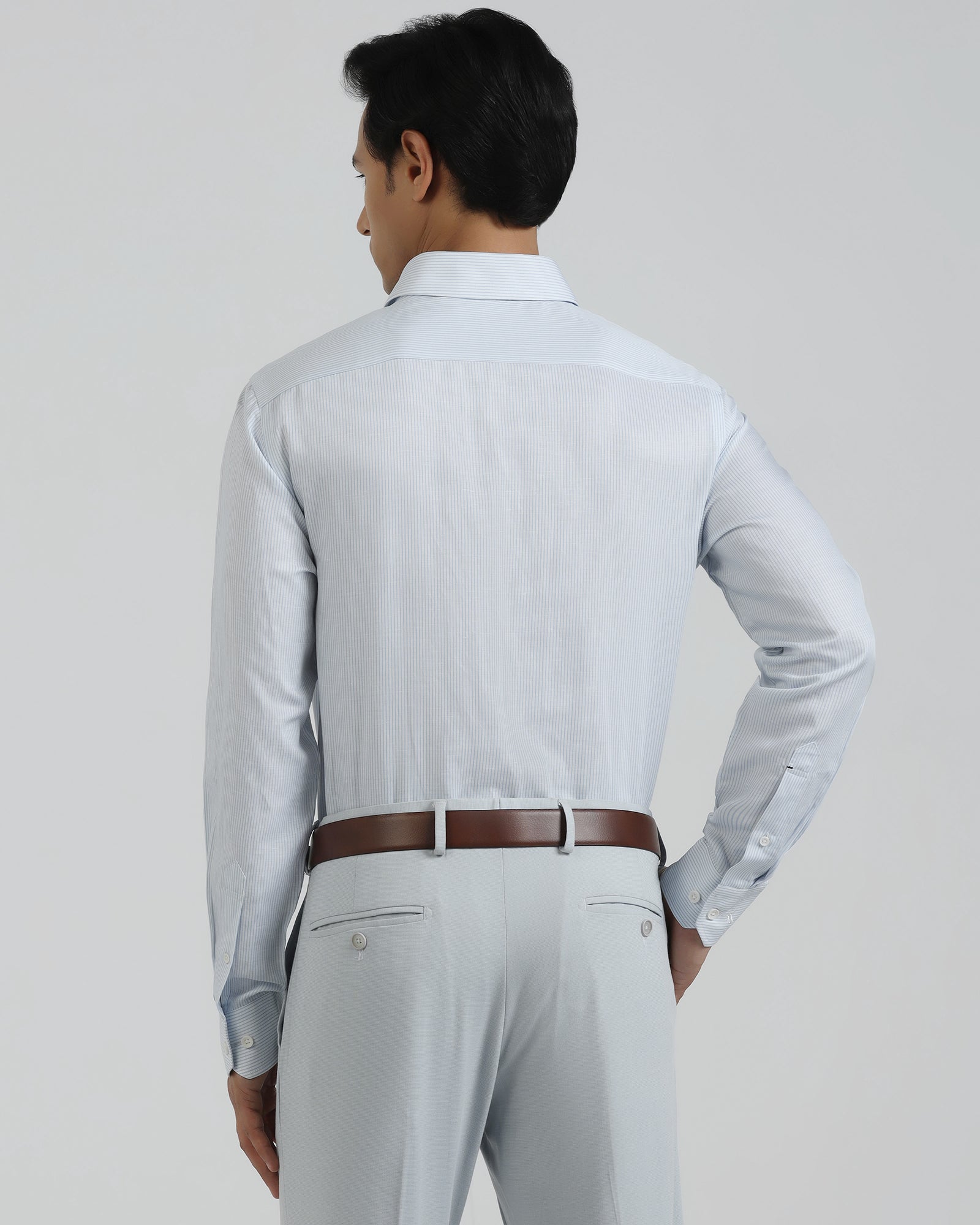 Linen Formal Blue Stripe Shirt - Savoy