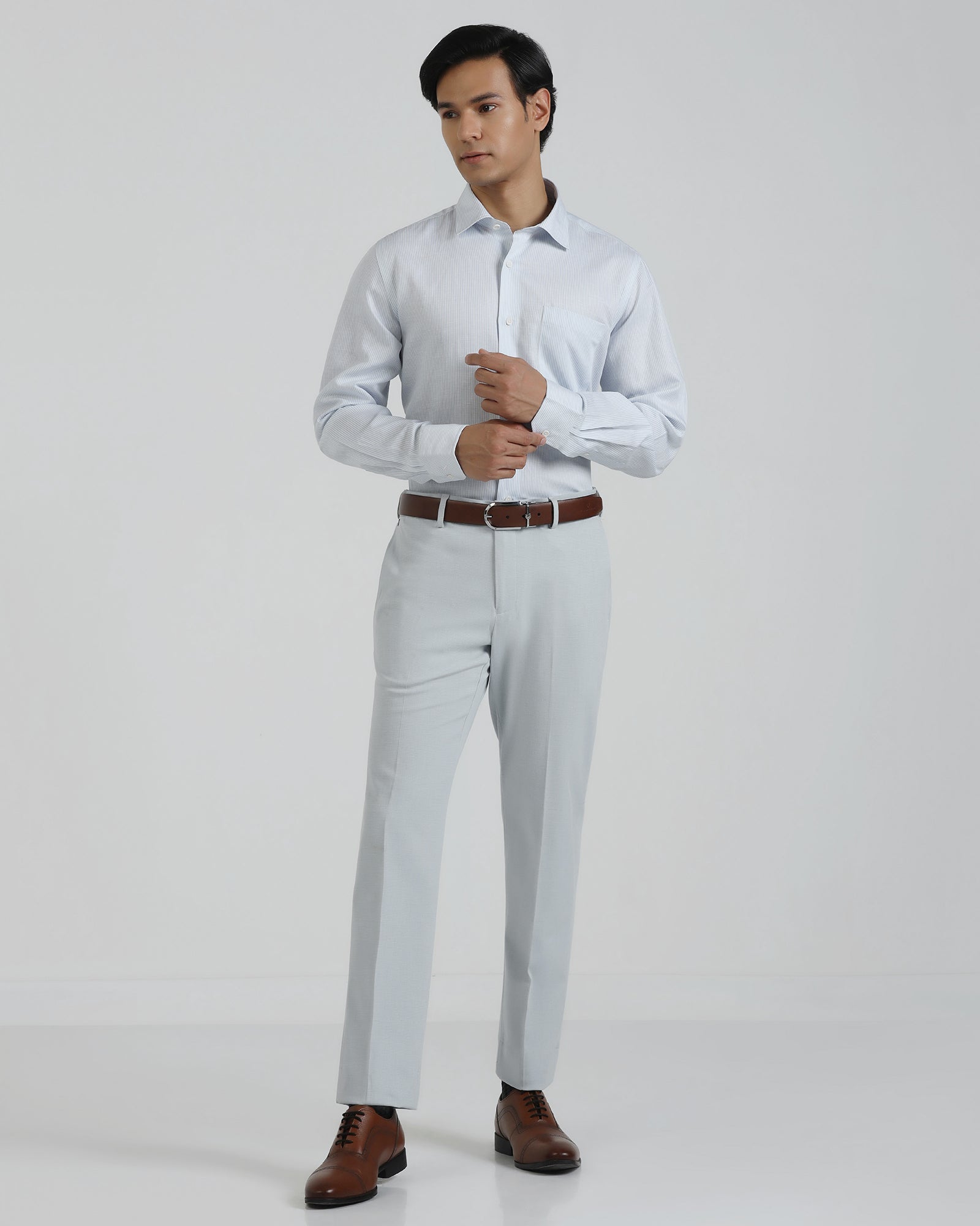 Linen Formal Blue Stripe Shirt - Savoy