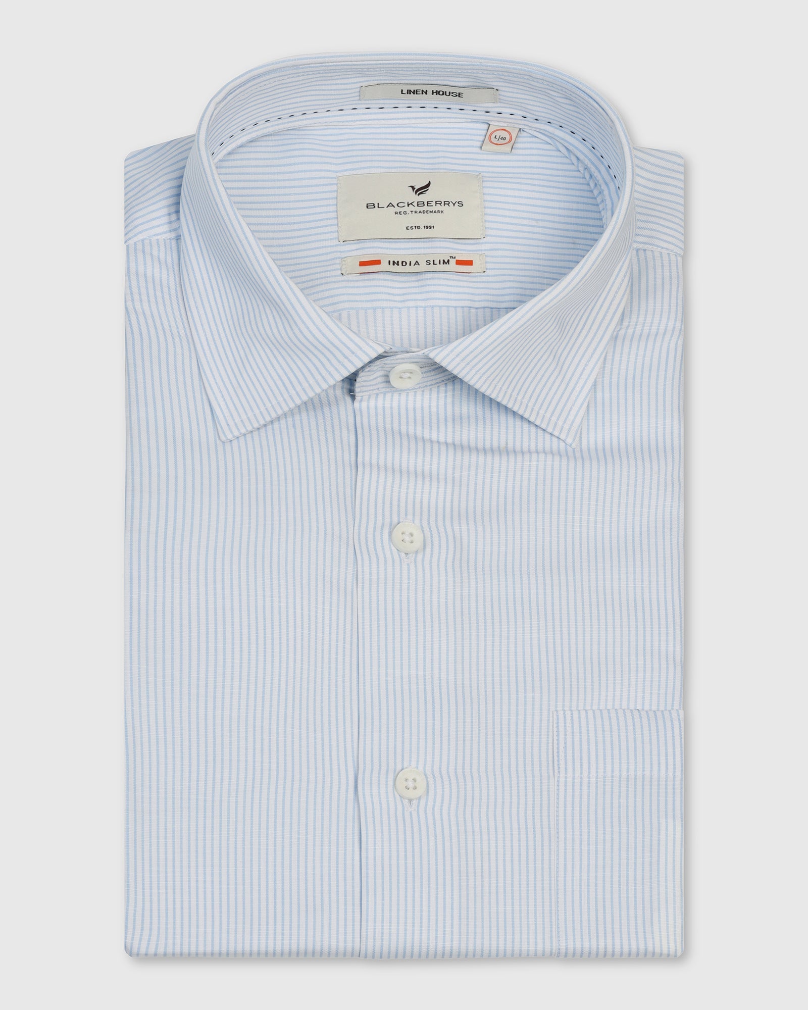 Linen Formal Blue Stripe Shirt - Savoy