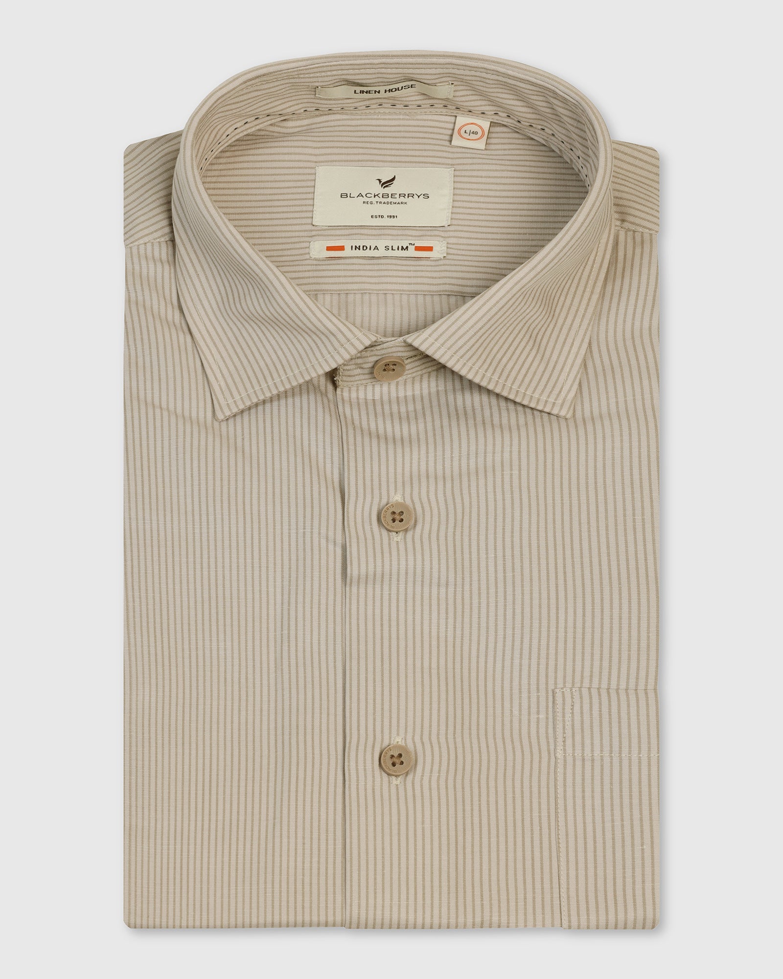 Linen Formal Ecru Stripe Shirt - Savoy