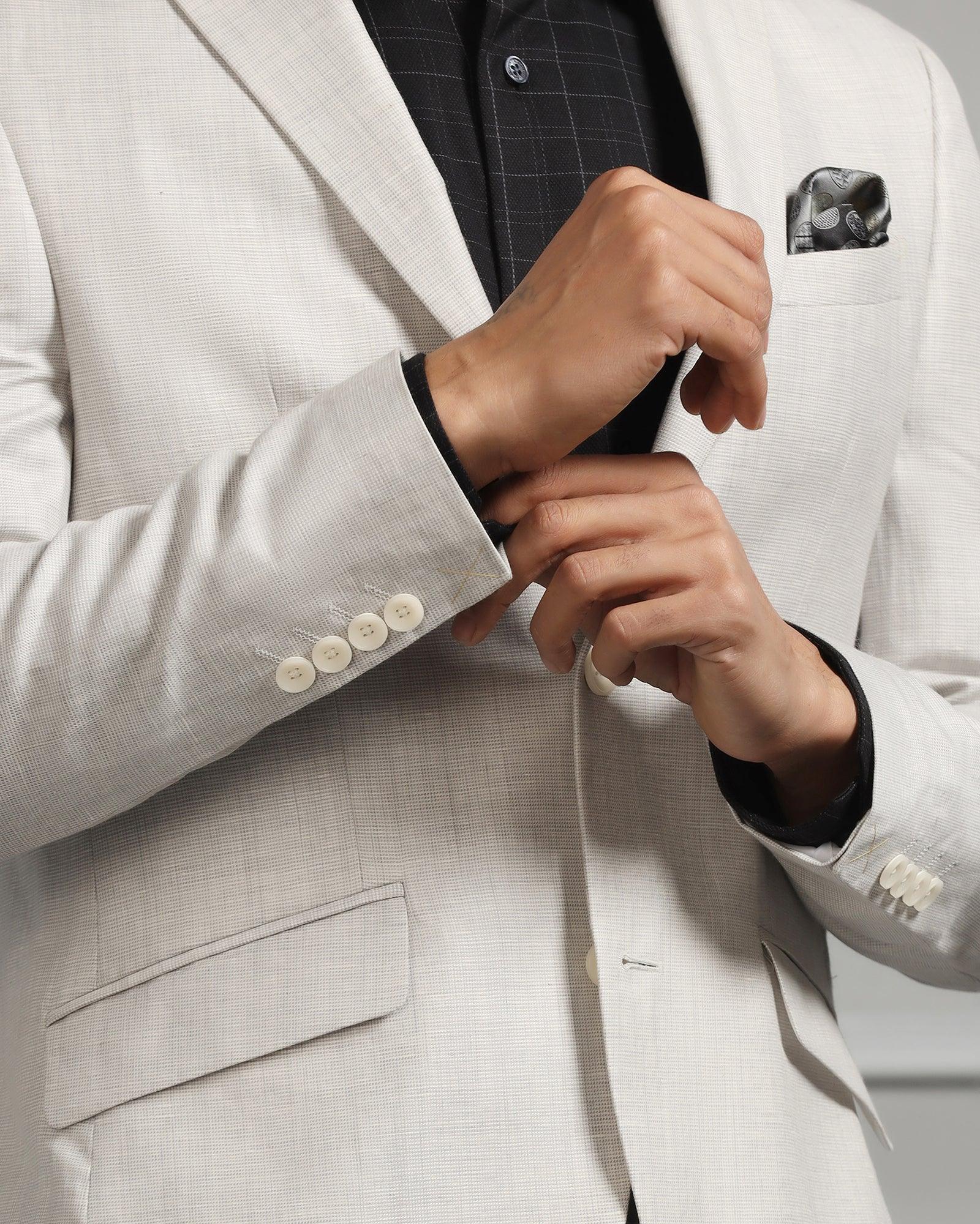 Linen Formal Light Grey Textured Blazer - Amber - Blackberrys