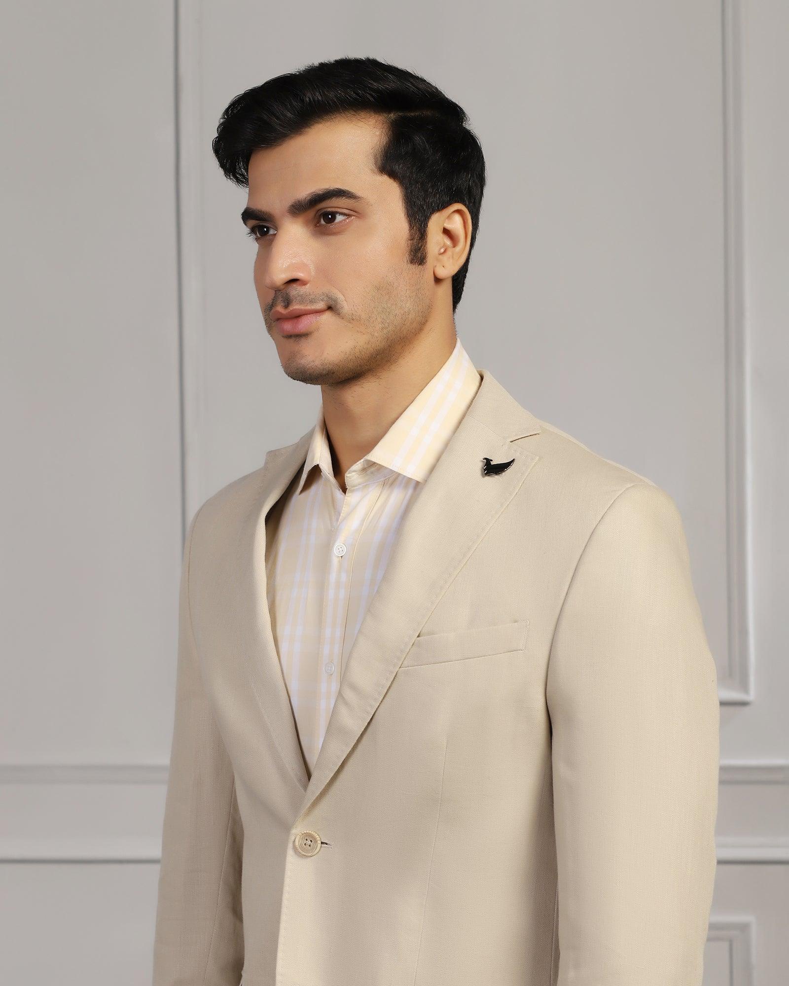 Linen Formal Natural Solid Blazer - Jonah - Blackberrys