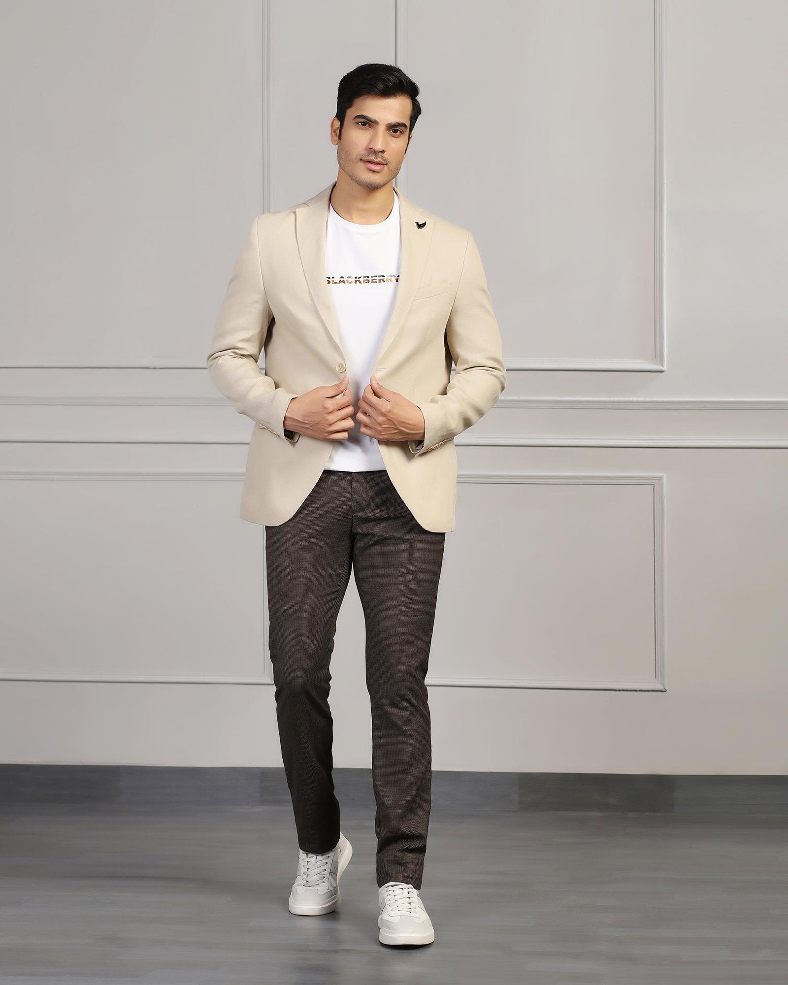 Linen Formal Natural Solid Blazer - Jonah - Blackberrys