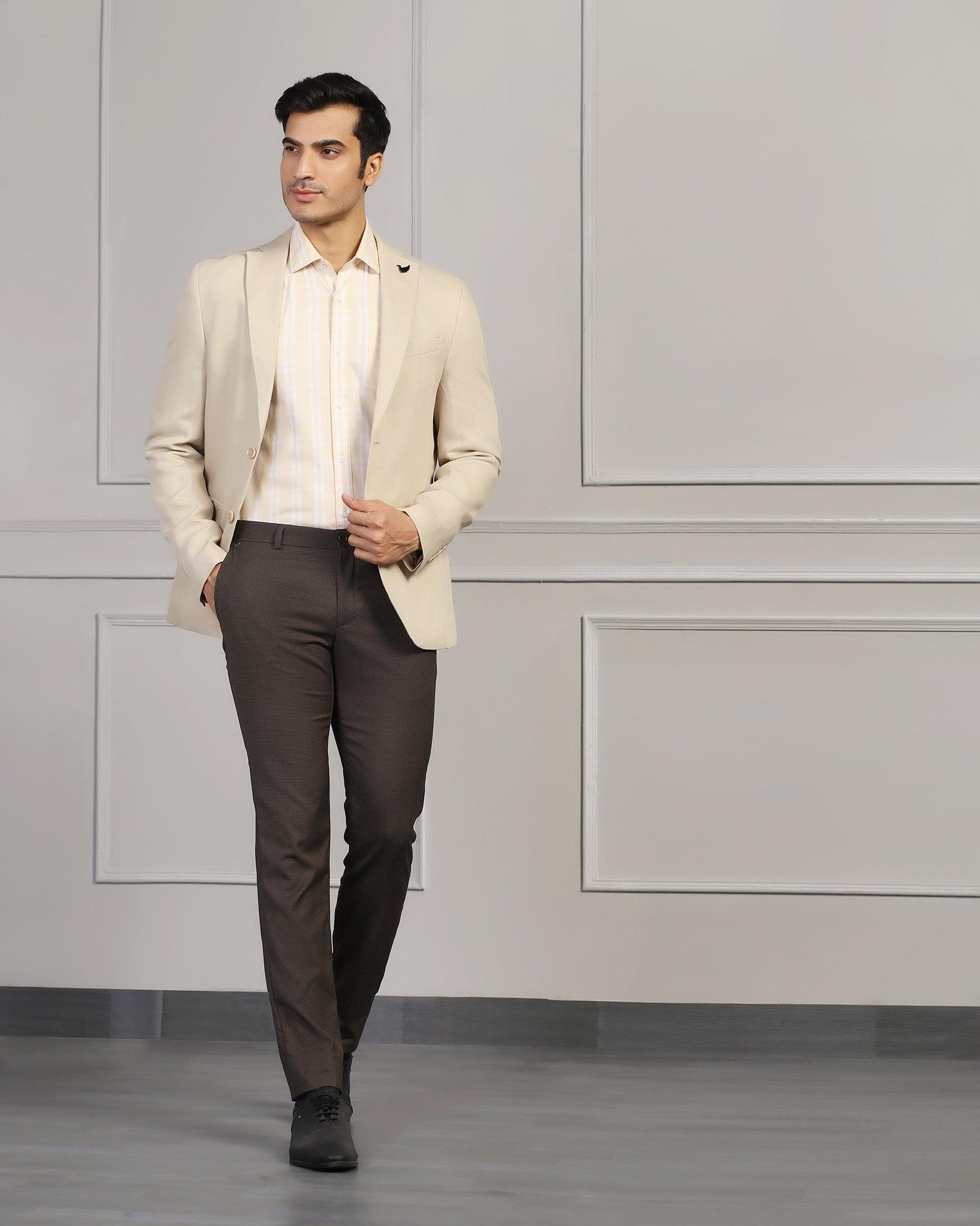 Linen Formal Natural Solid Blazer - Jonah - Blackberrys
