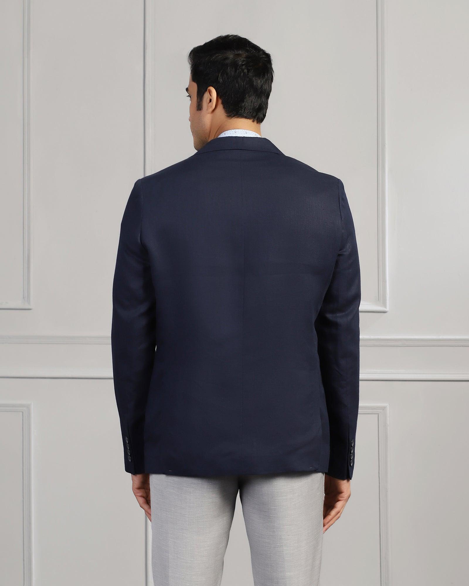 Linen Formal Navy Solid Blazer - Jonah - Blackberrys