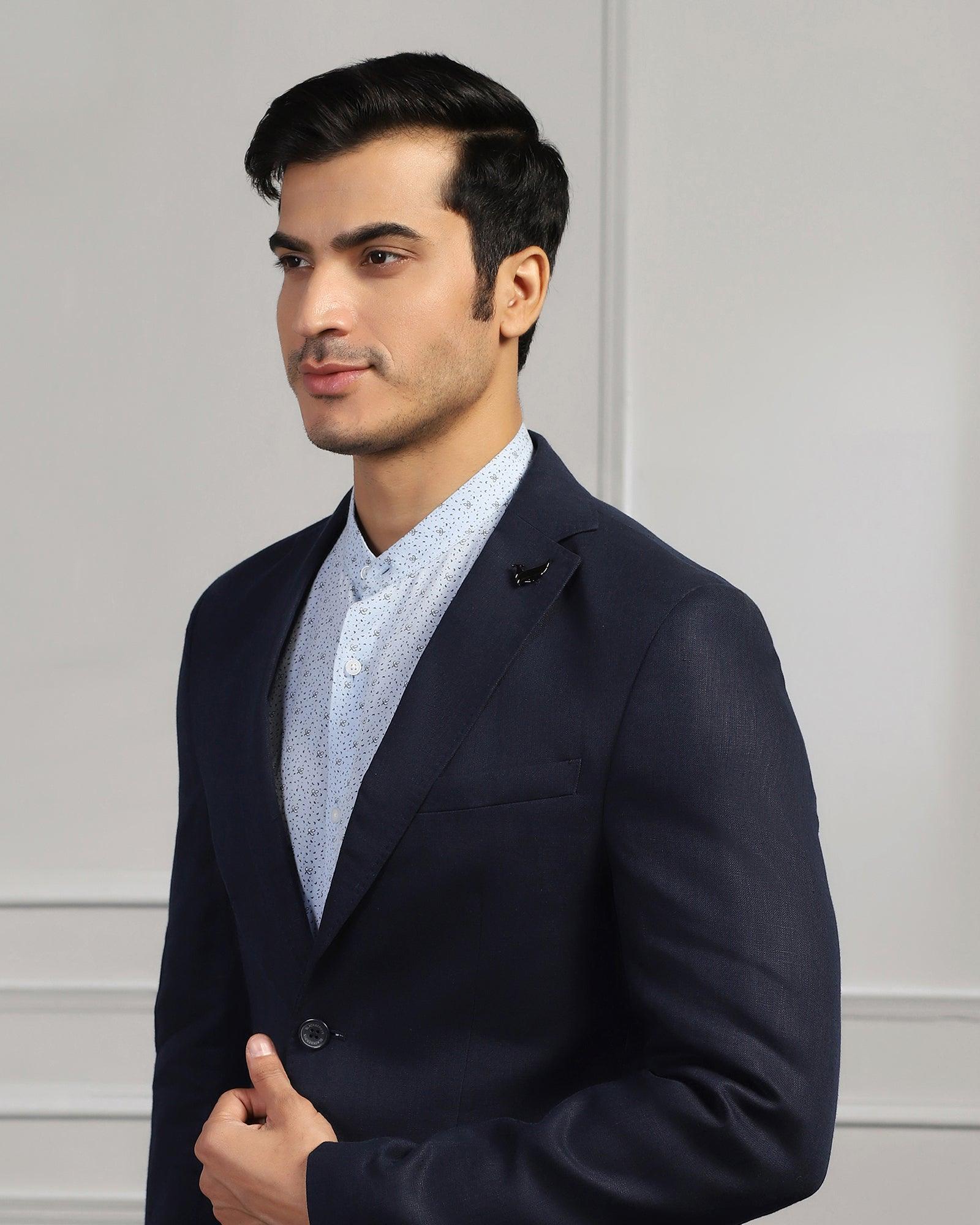 Linen Formal Navy Solid Blazer - Jonah - Blackberrys