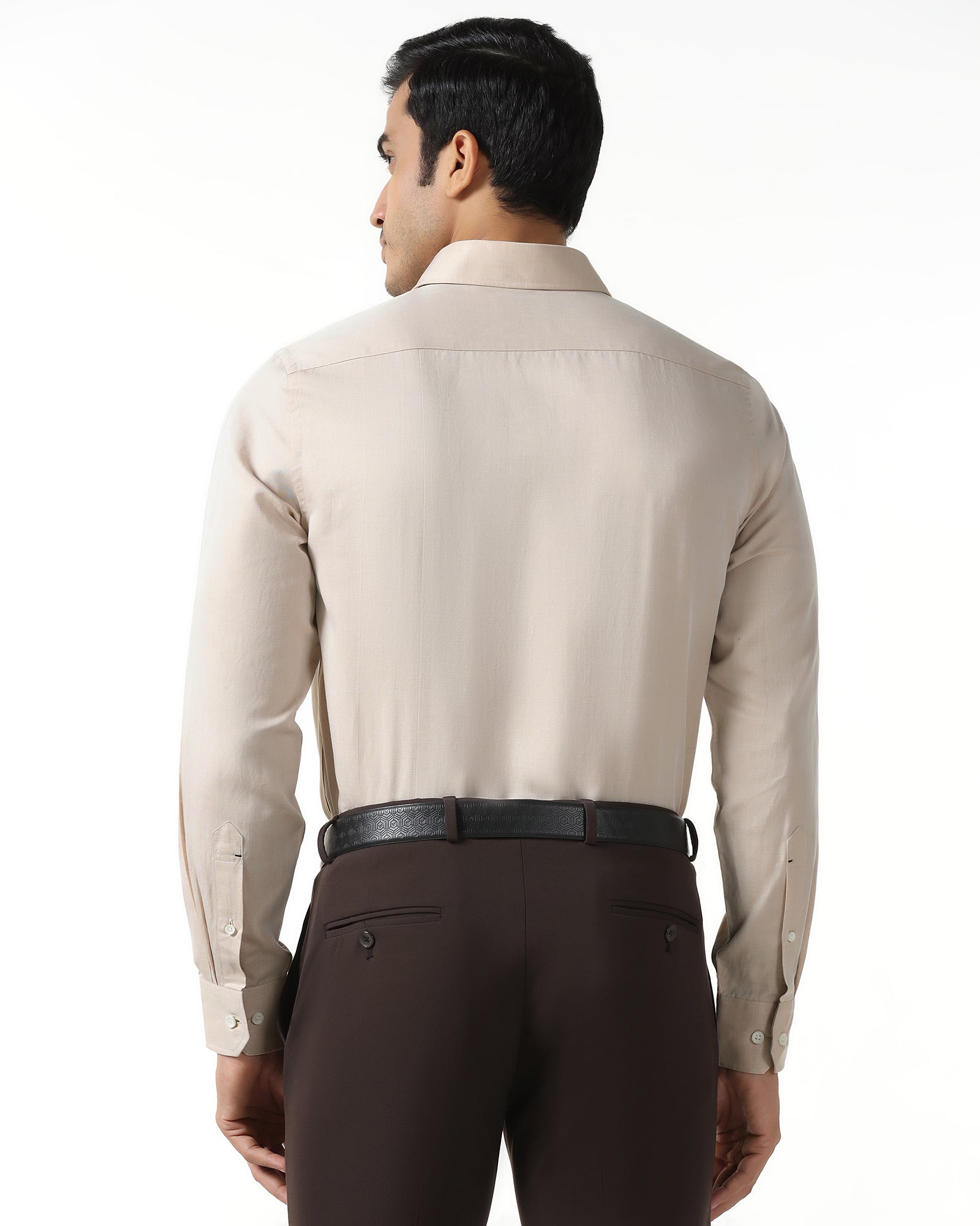 Linen Formal Ochre Solid Shirt - Save