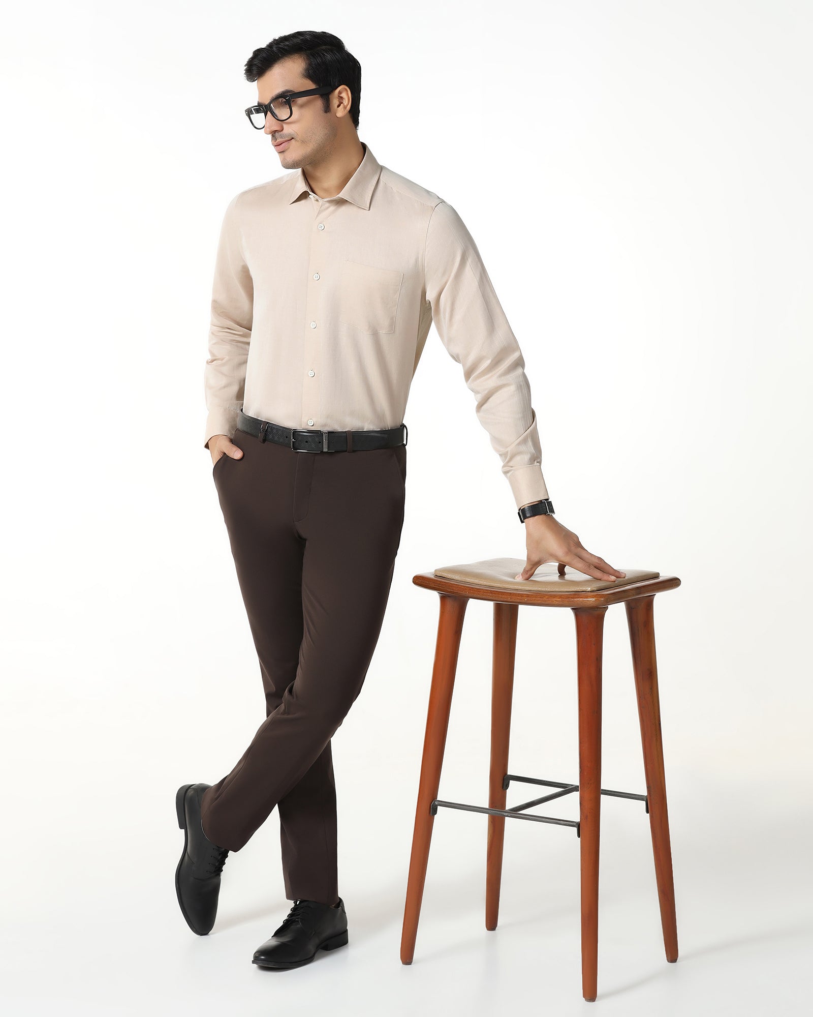 Linen Formal Ochre Solid Shirt - Save