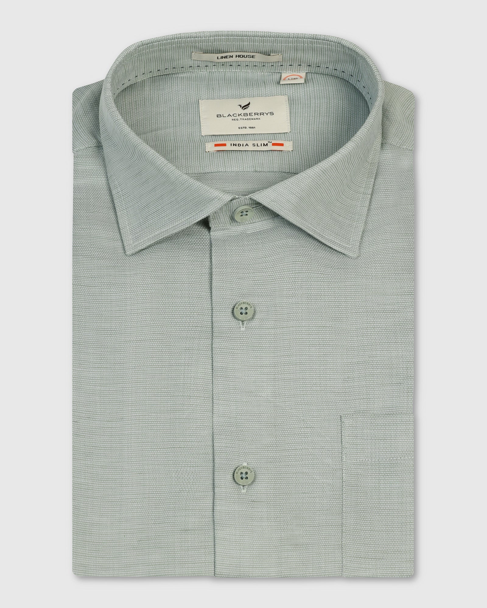 Linen Formal Olive Textured Shirt - Sand