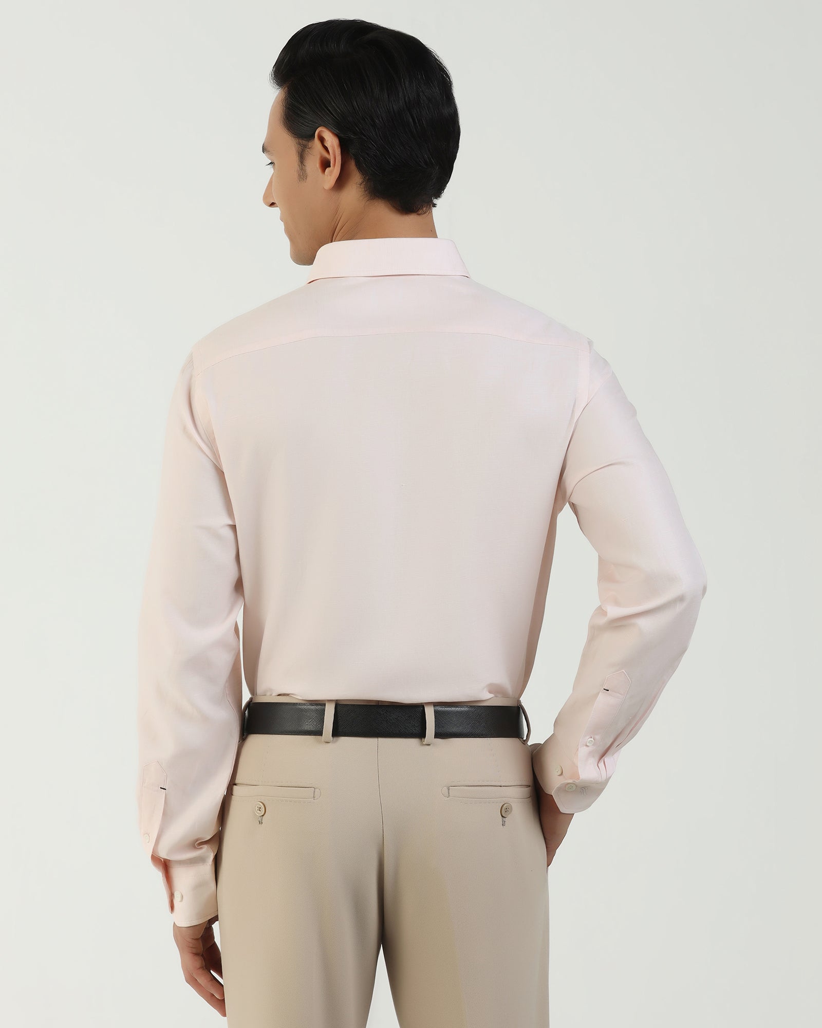 Linen Formal Peach Solid Shirt - Save