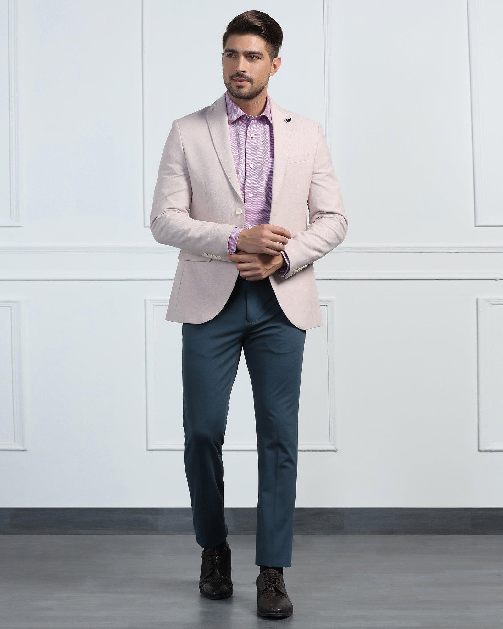 Linen Formal Pink Textured Blazer - Datsun