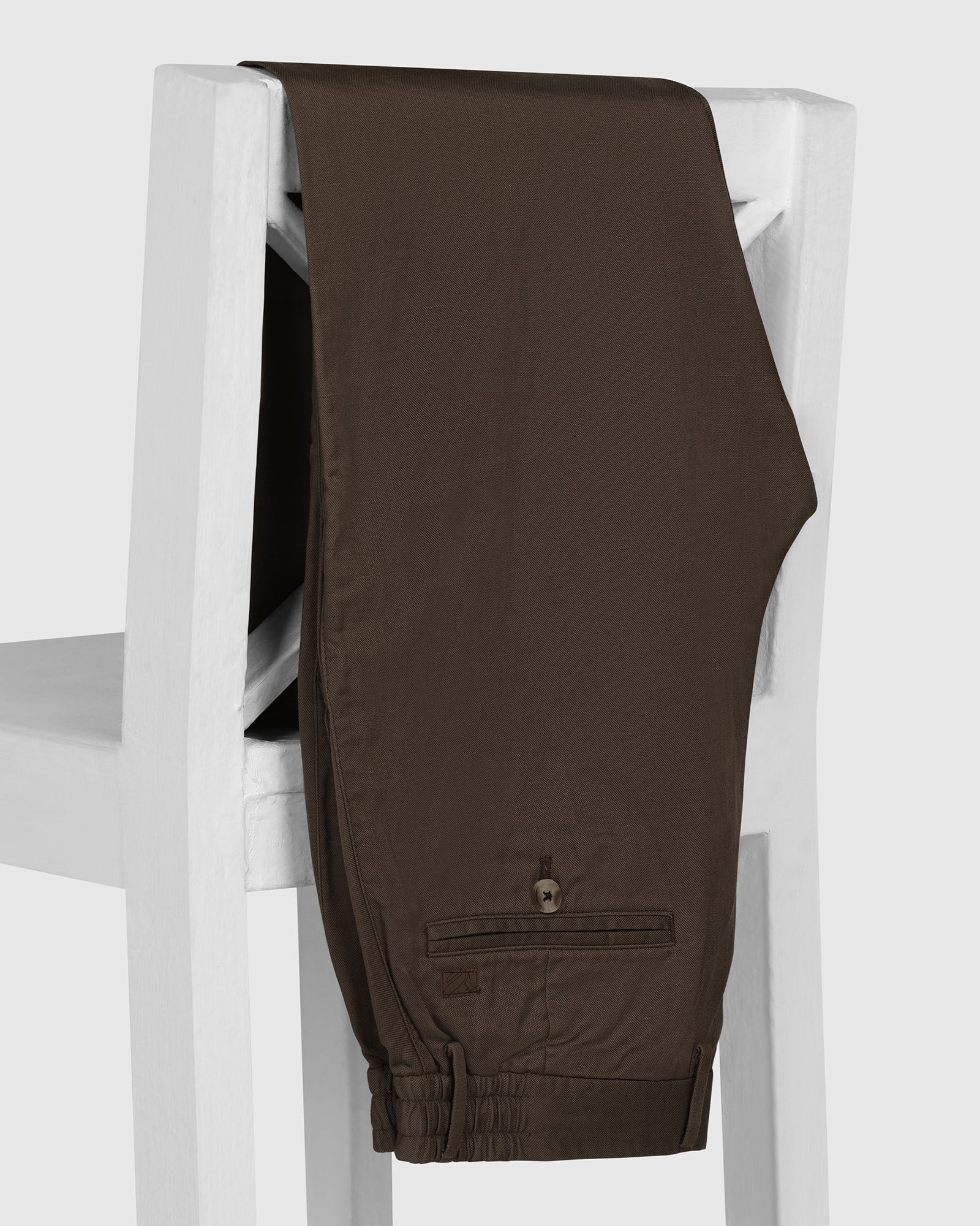 Linen Slim Comfort B-95 Casual Brown Solid Khakis - Edwin