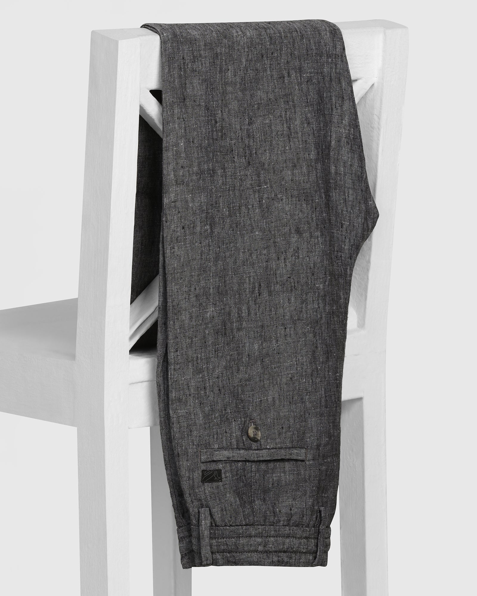 Linen Slim Comfort B-95 Casual Charcoal Solid Khakis - Chales