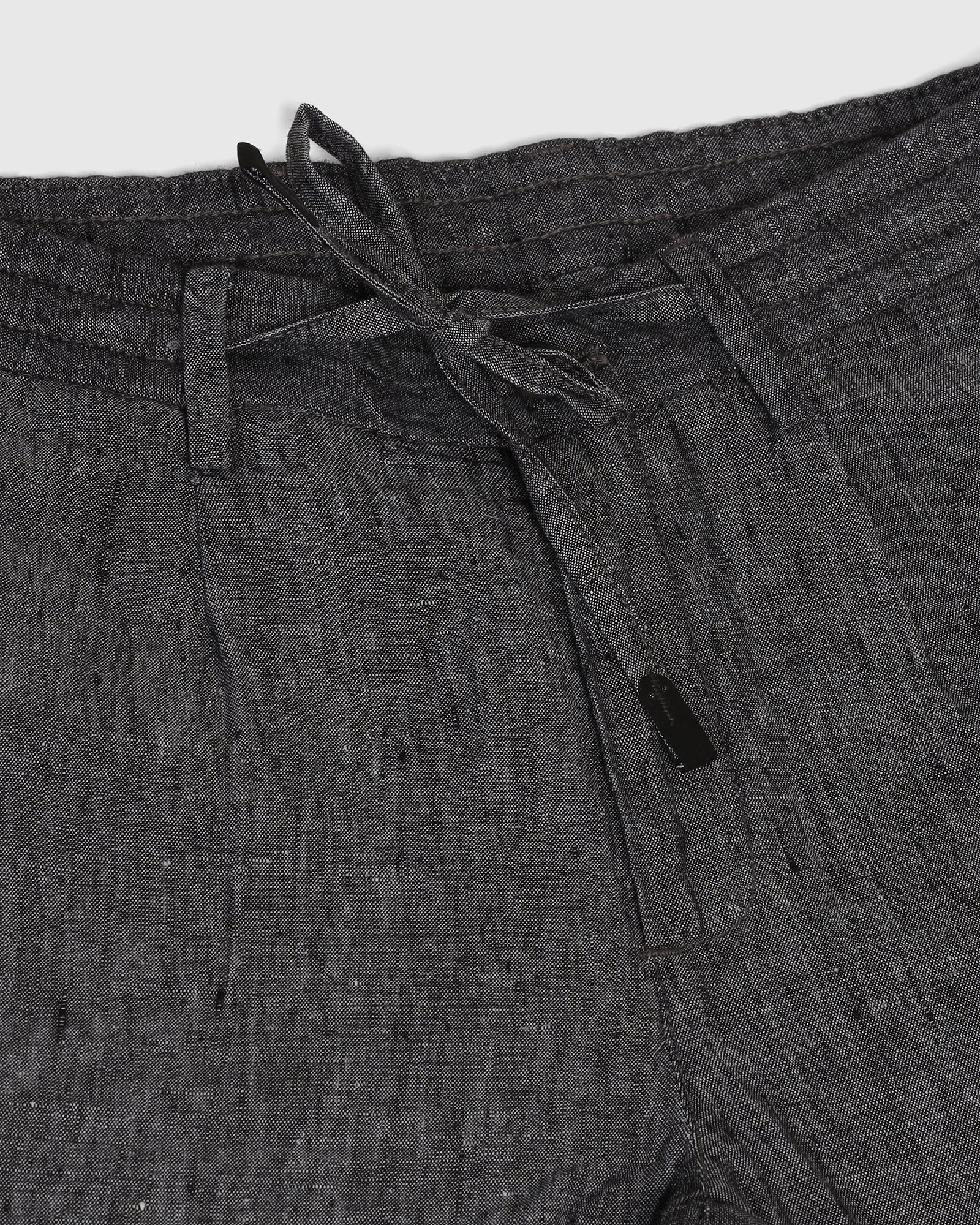 Linen Slim Comfort B-95 Casual Charcoal Solid Khakis - Chales