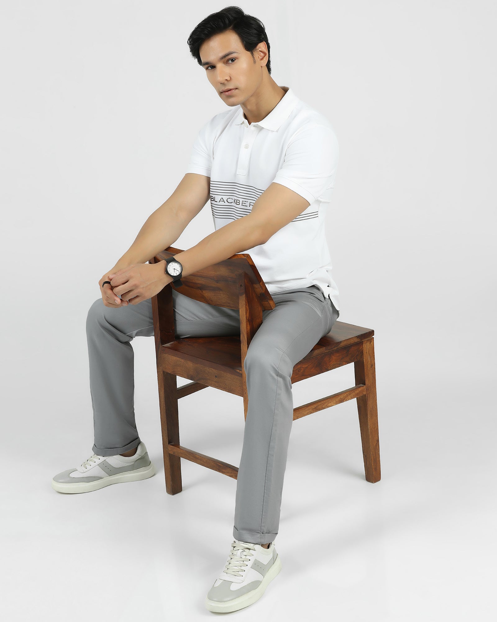 Linen Slim Comfort B-95 Casual Grey Solid Khakis - Edwin
