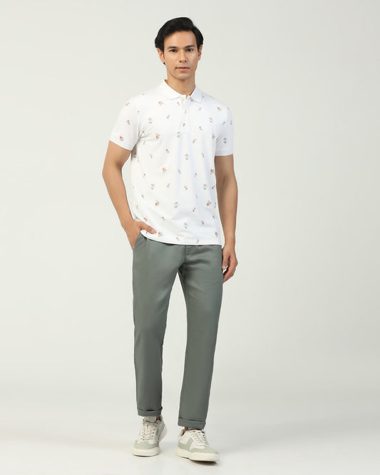 Linen Slim Comfort B-95 Casual Light Olive Solid Khakis - Edwin