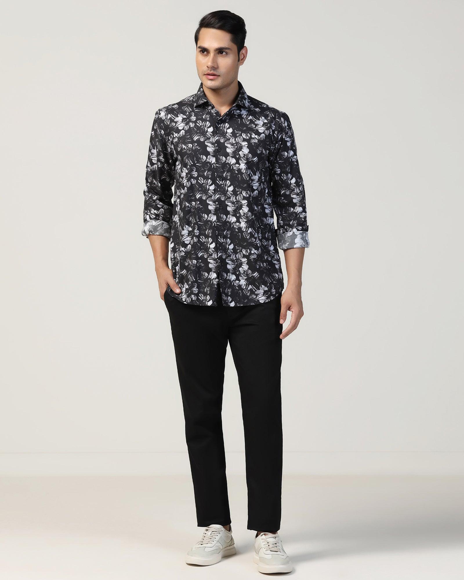 Slim Fit B-91 Casual Black Textured Khakis - Kart