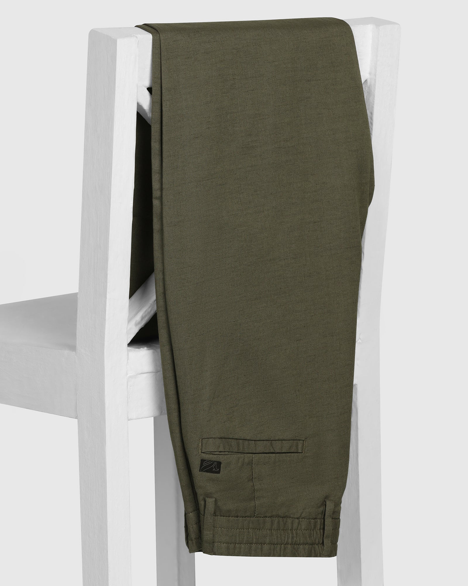 Linen Sneaker Fit Casual Olive Solid Khakis - Kinston