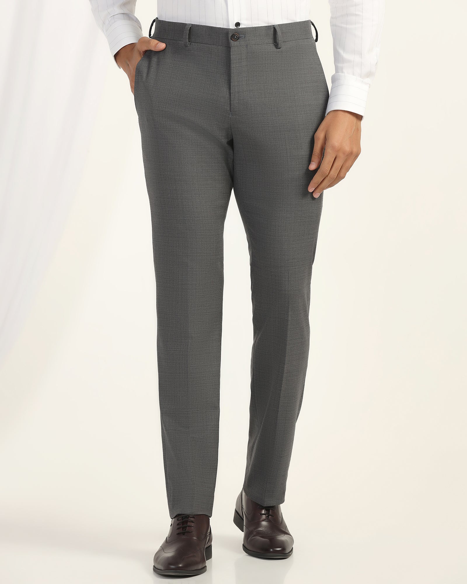 Luxe Slim Comfort B-95 Formal Grey Textured Trouser - Chanel