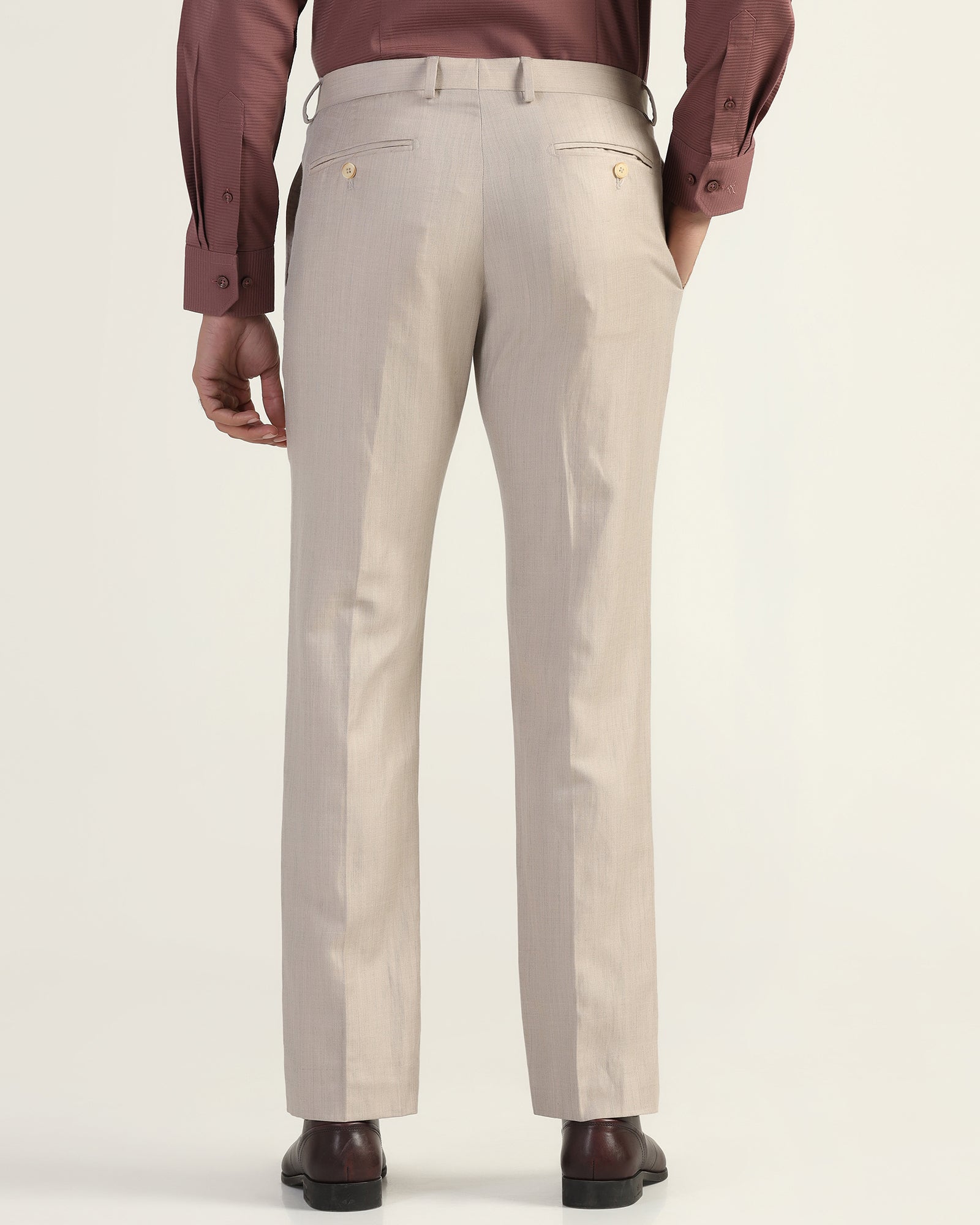 Luxe Linen Slim Comfort B-95 Formal Mouse Solid Trouser - Azzaro