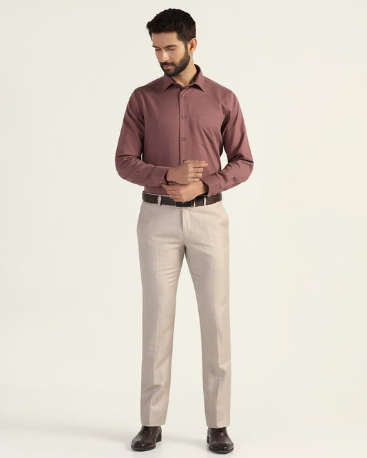 Luxe Linen Slim Comfort B-95 Formal Mouse Solid Trouser - Azzaro