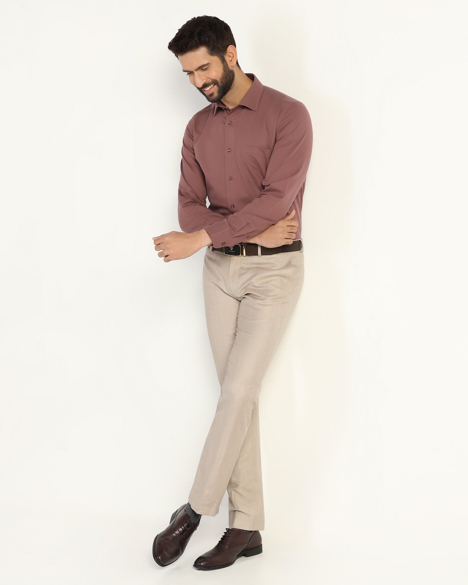 Luxe Linen Slim Comfort B-95 Formal Mouse Solid Trouser - Azzaro