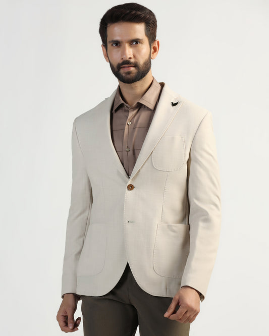 Luxe Formal Beige Solid Blazer - Soho