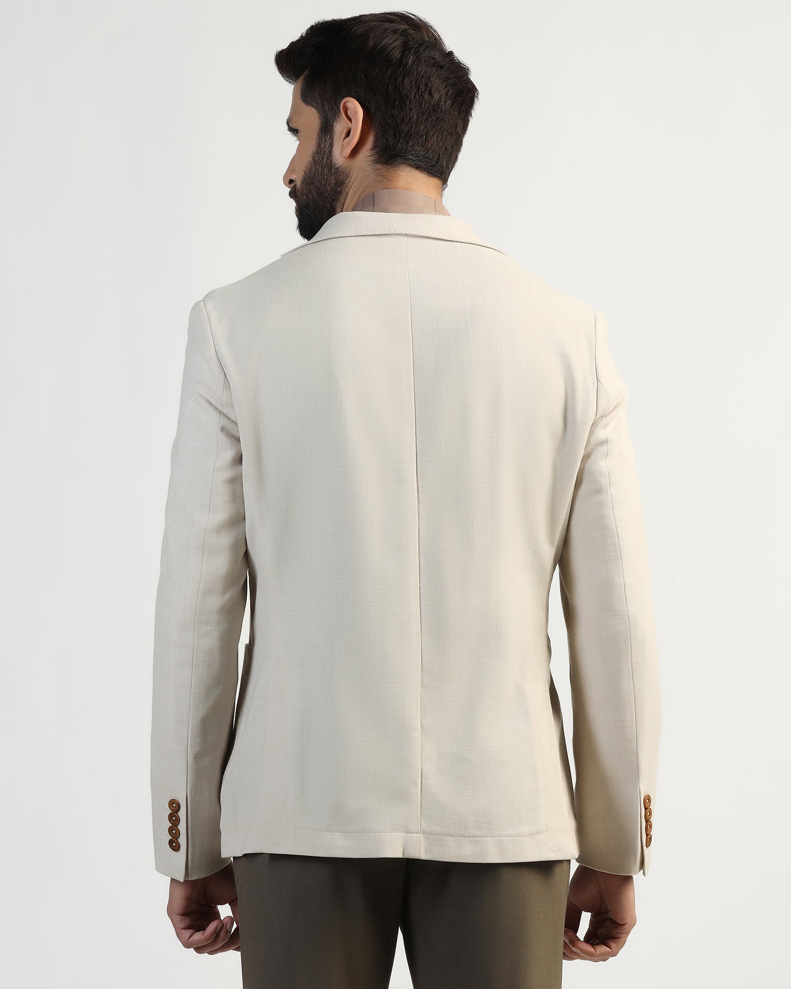 Luxe Formal Beige Solid Blazer - Soho