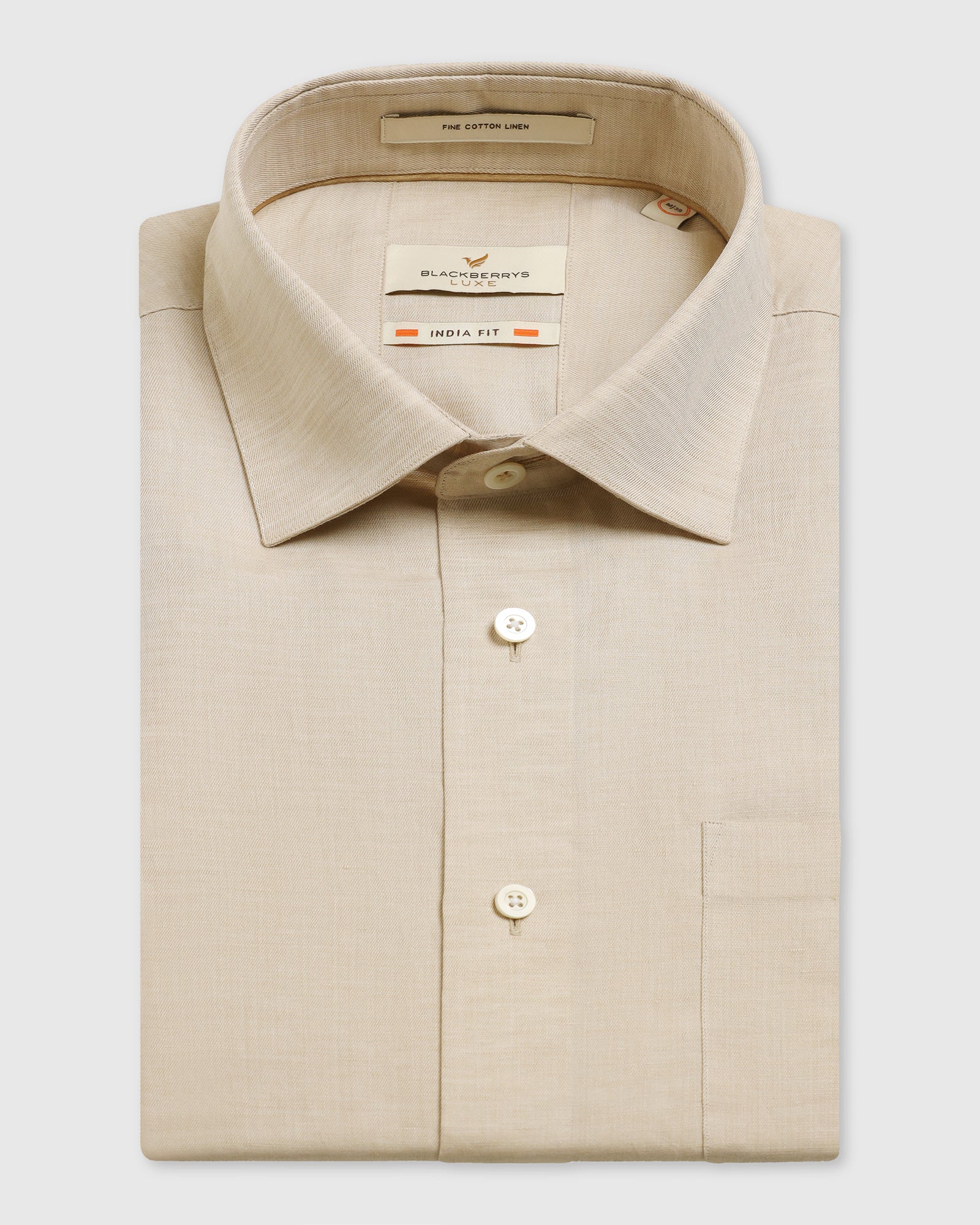 Luxe Linen Formal Beige Textured Shirt - Veltry