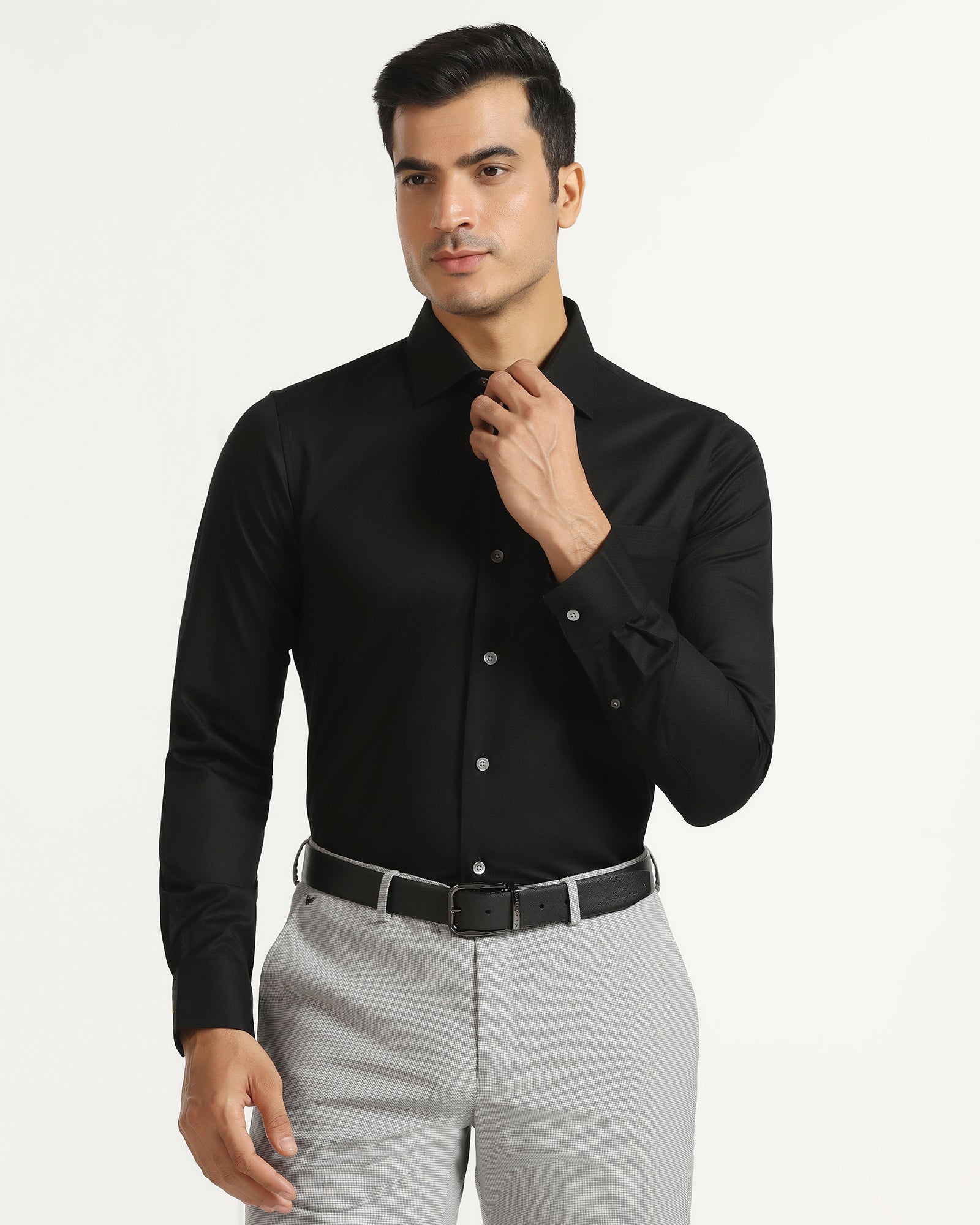 Luxe Formal Black Textured Shirt - Hadley