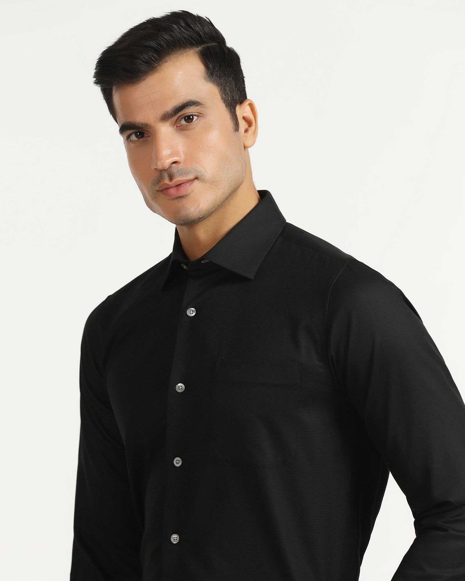 Luxe Formal Black Textured Shirt - Hadley