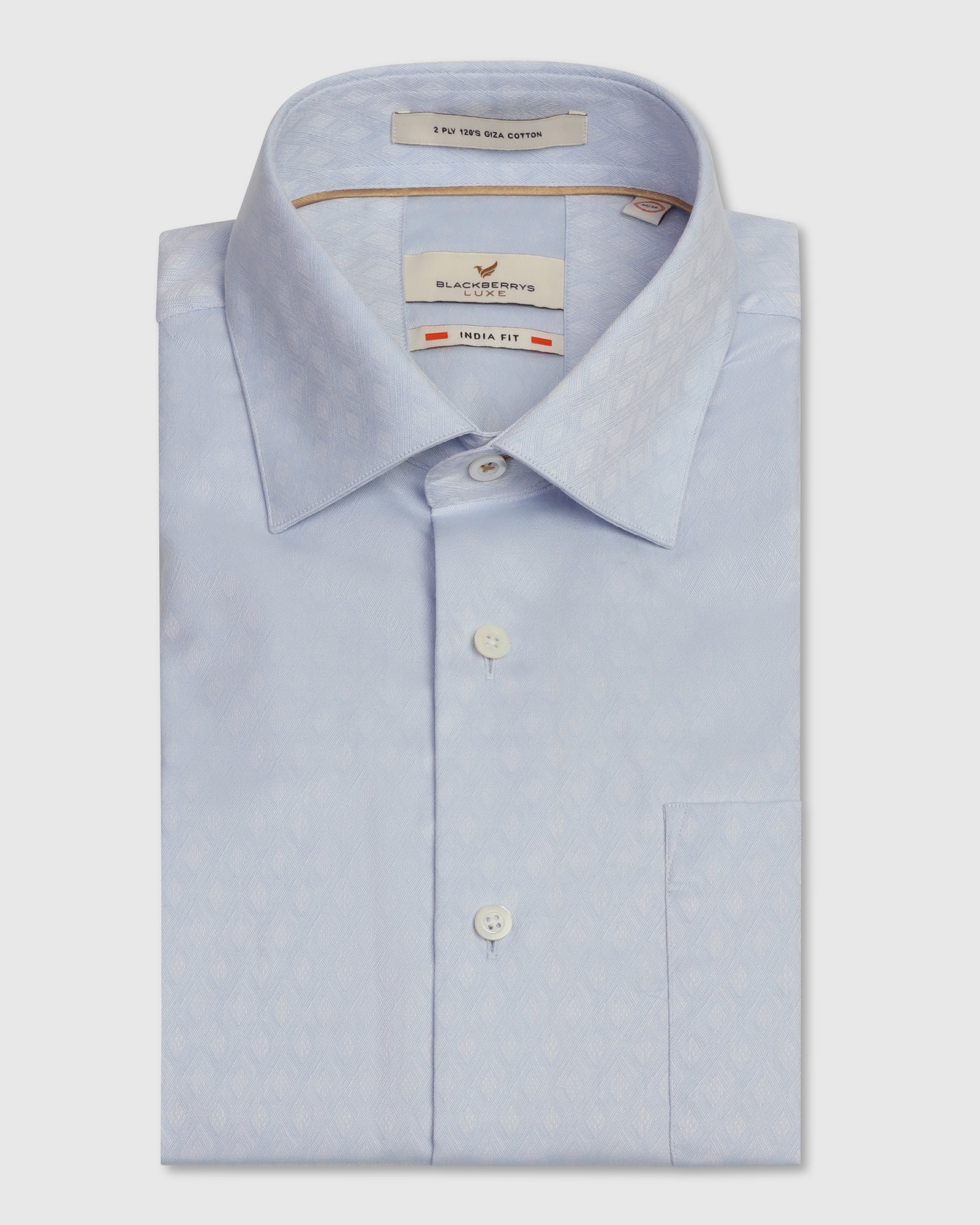 Luxe Formal Blue Jacquard Shirt - Castle