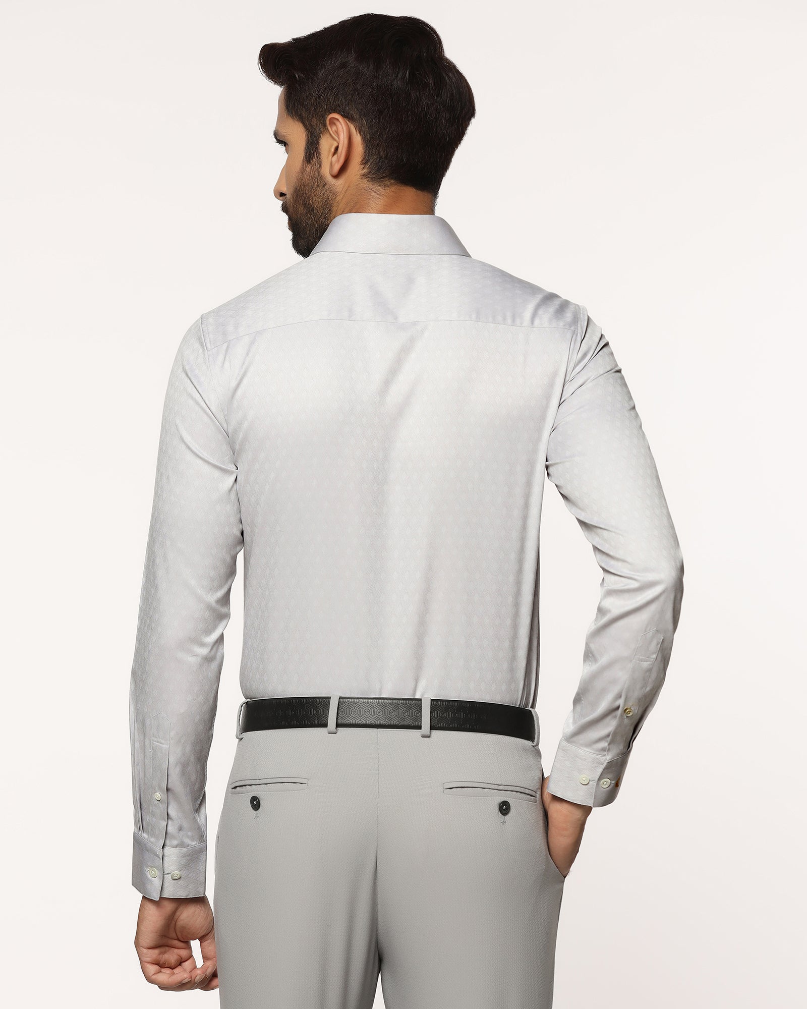 Luxe Formal Grey Jacquard Shirt - Castle