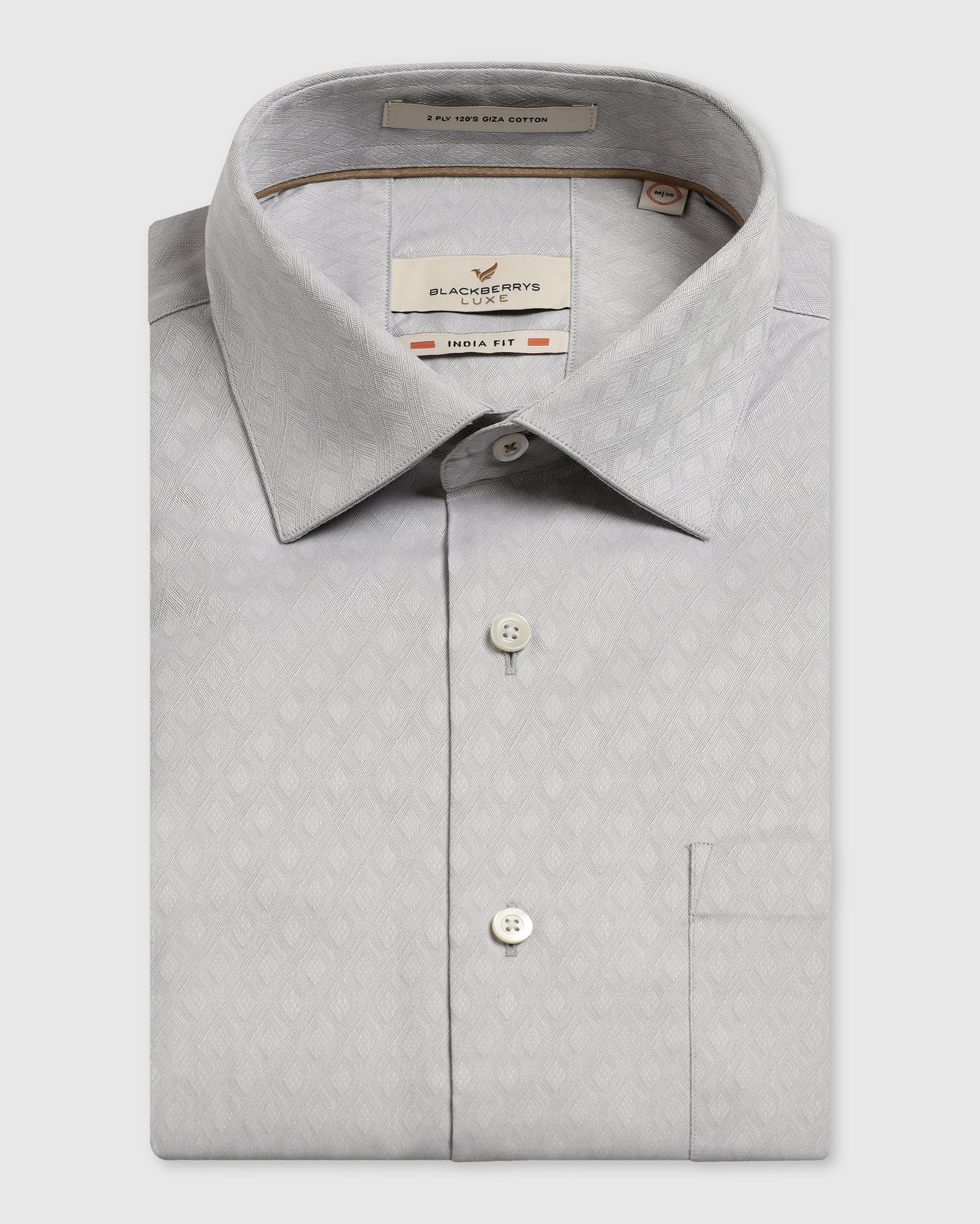 Luxe Formal Grey Jacquard Shirt - Castle