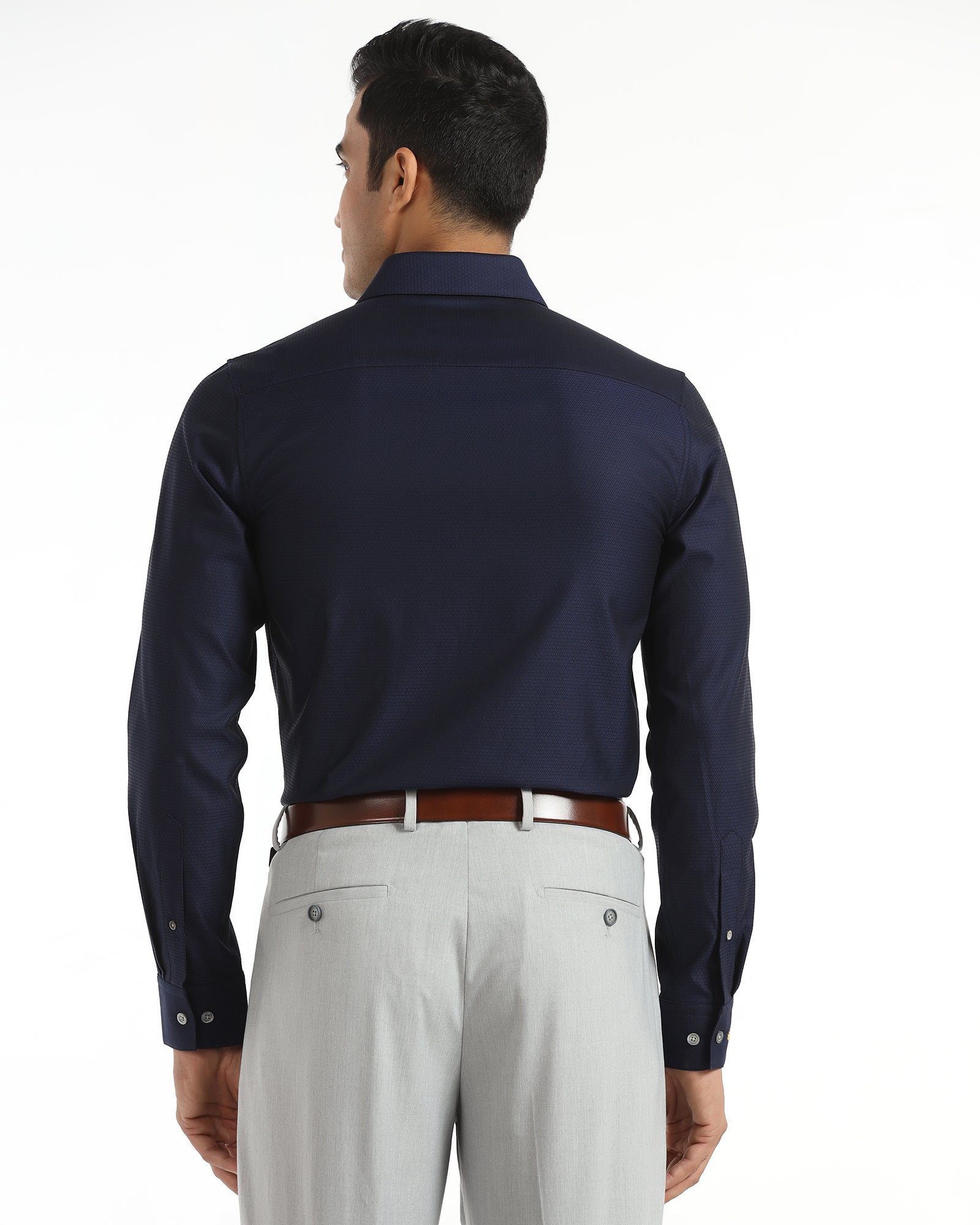 Luxe Formal Navy Textured Shirt - Hadley