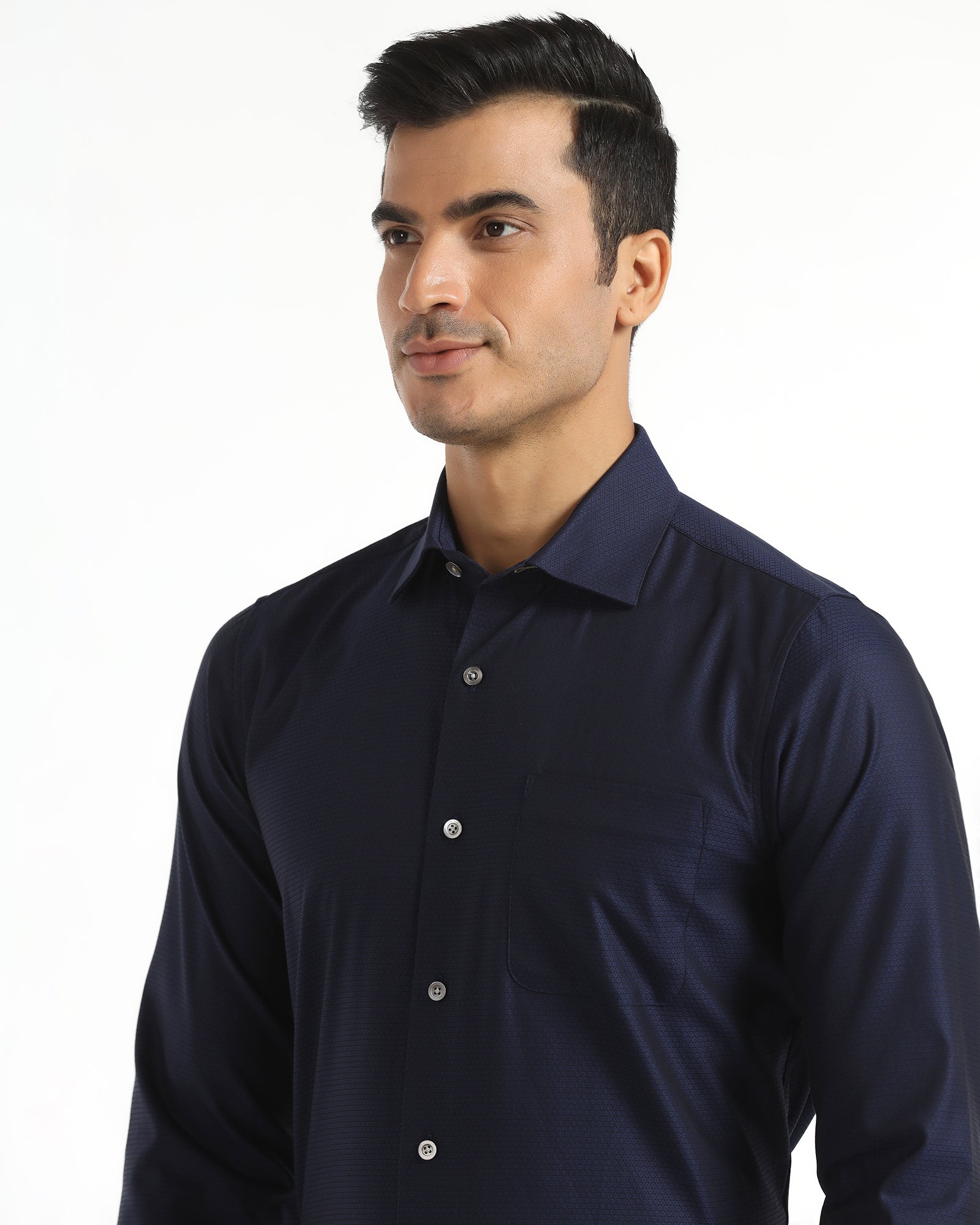 Luxe Formal Navy Textured Shirt - Hadley